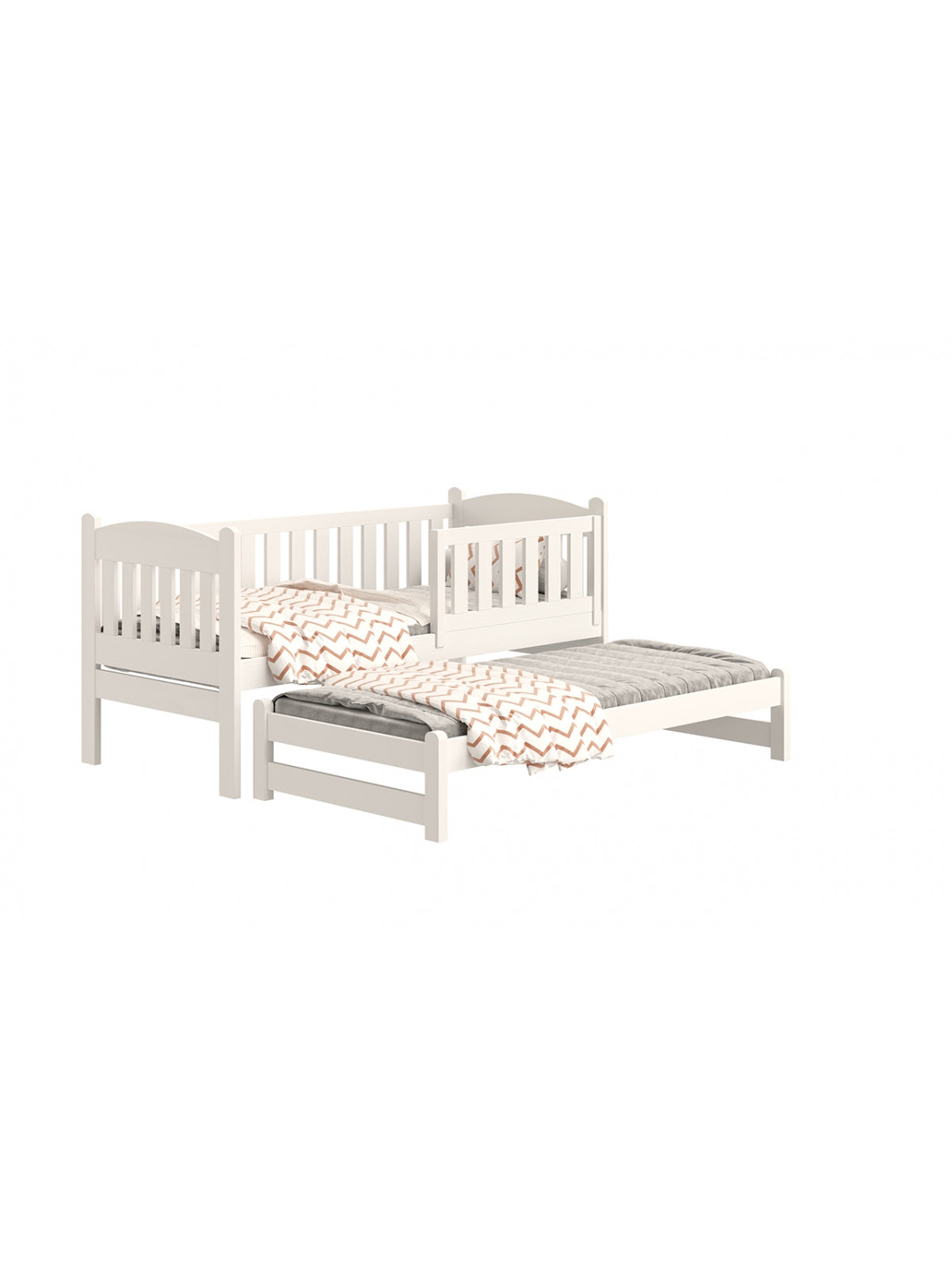 Alvins gyerekágy alsó szintű, fehér kihúzható fiókokkal