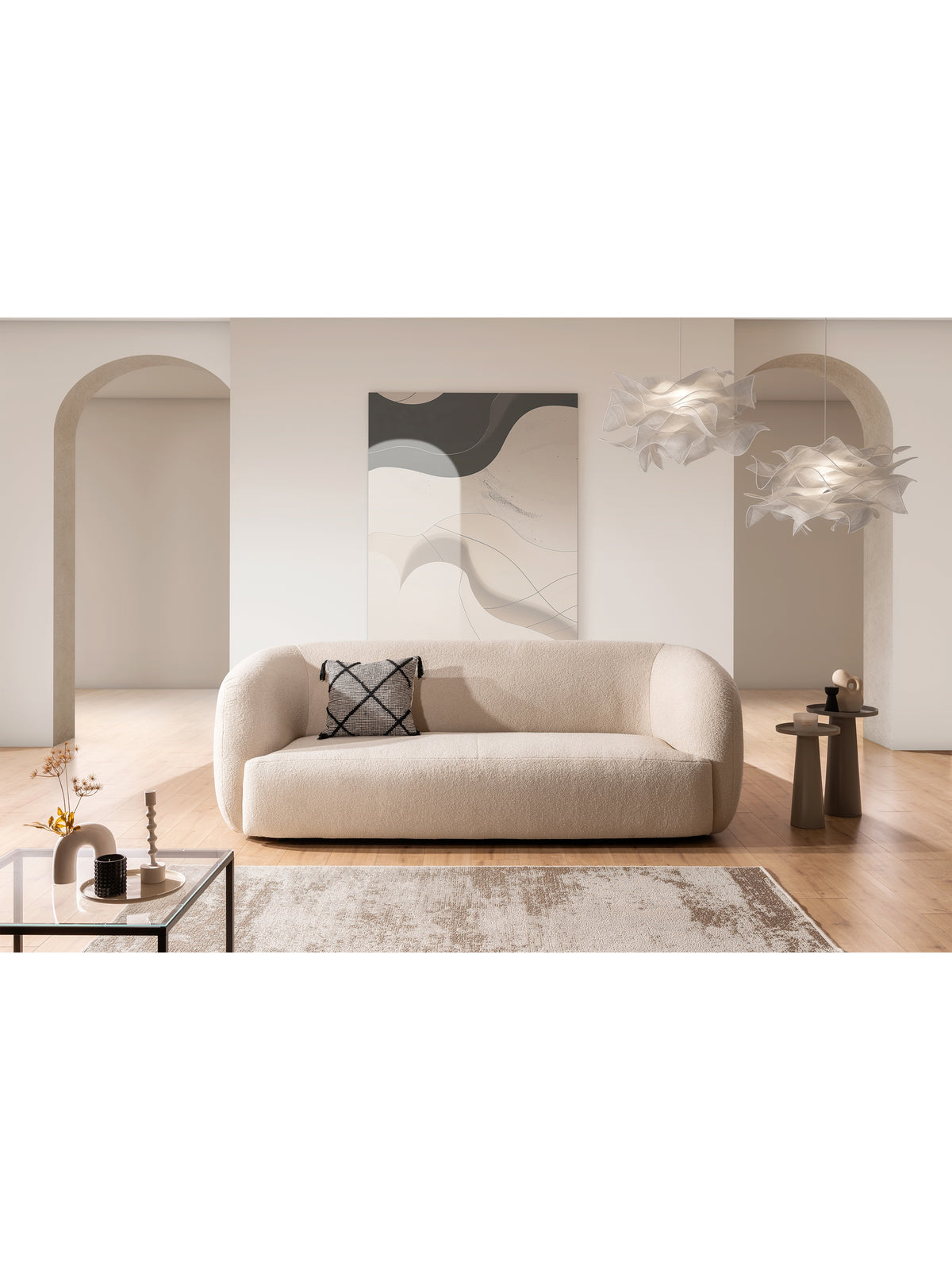 Dalin III kanapé világos bézs színben, modern stílus, elölnézeti kép