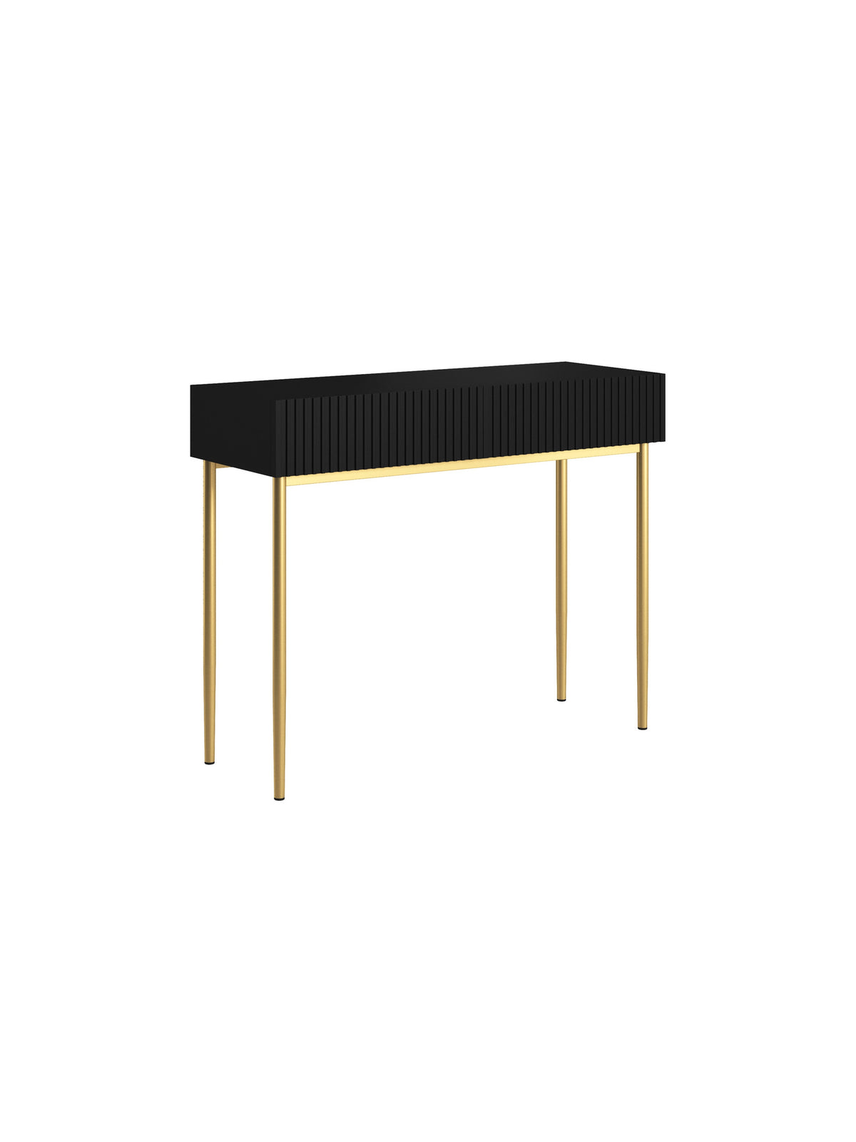 íroasztal Nicole 100 cm fiokokkal - matt fekete / zlote nozki