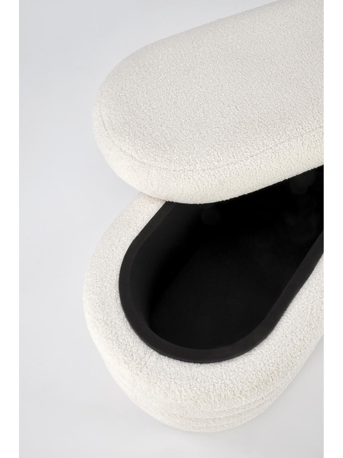 Nerossa 105 cm bézs boucle kárpitozású puff nyitott tárolóval