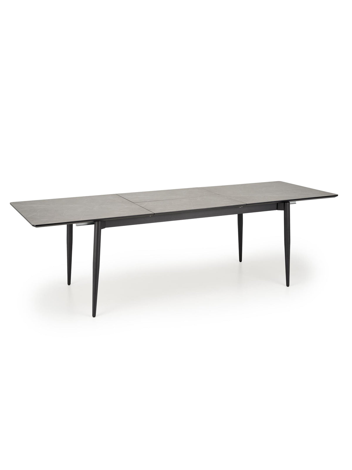 Forge 180-260x90 cm-es kihúzható asztal fekete lábakkal és szürke márvány lapot