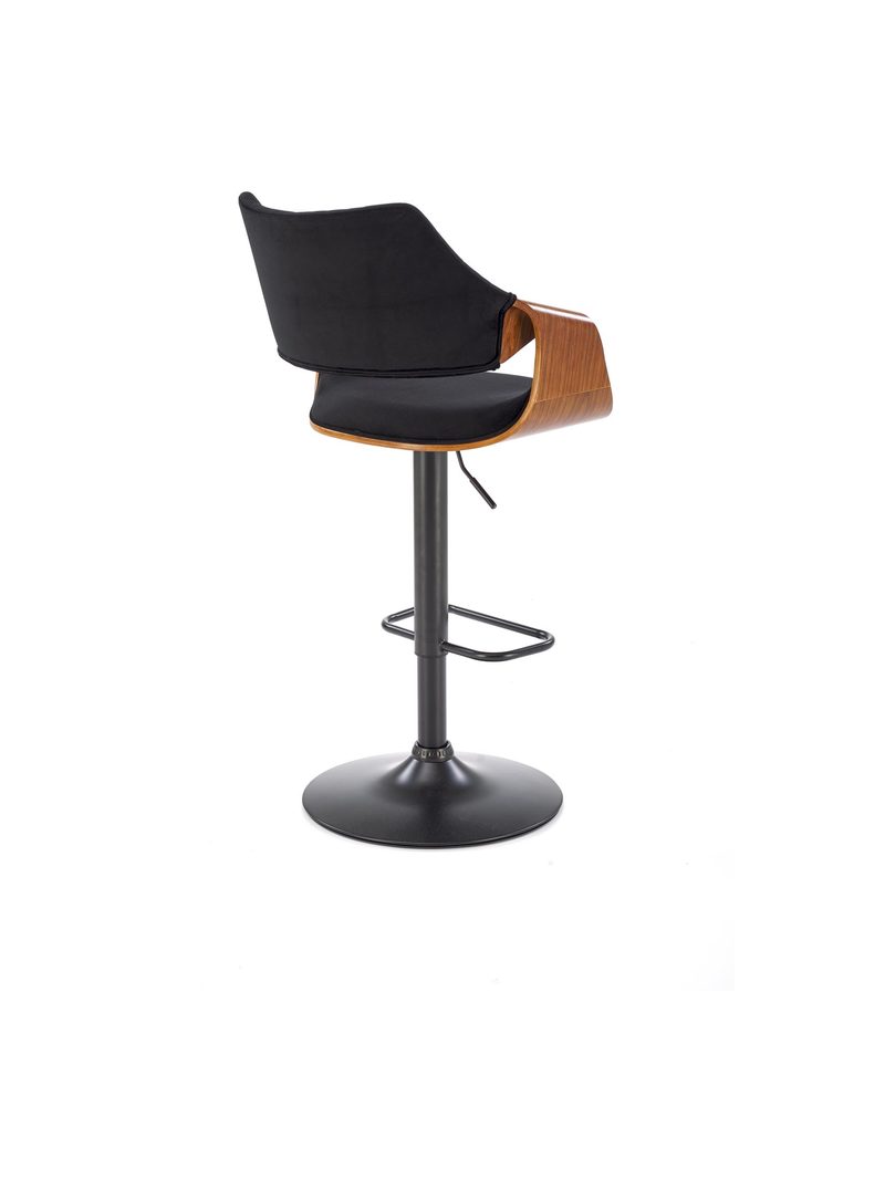 Fekete Nerevo forgatható bárszék dió színű vázzal, fém talppal