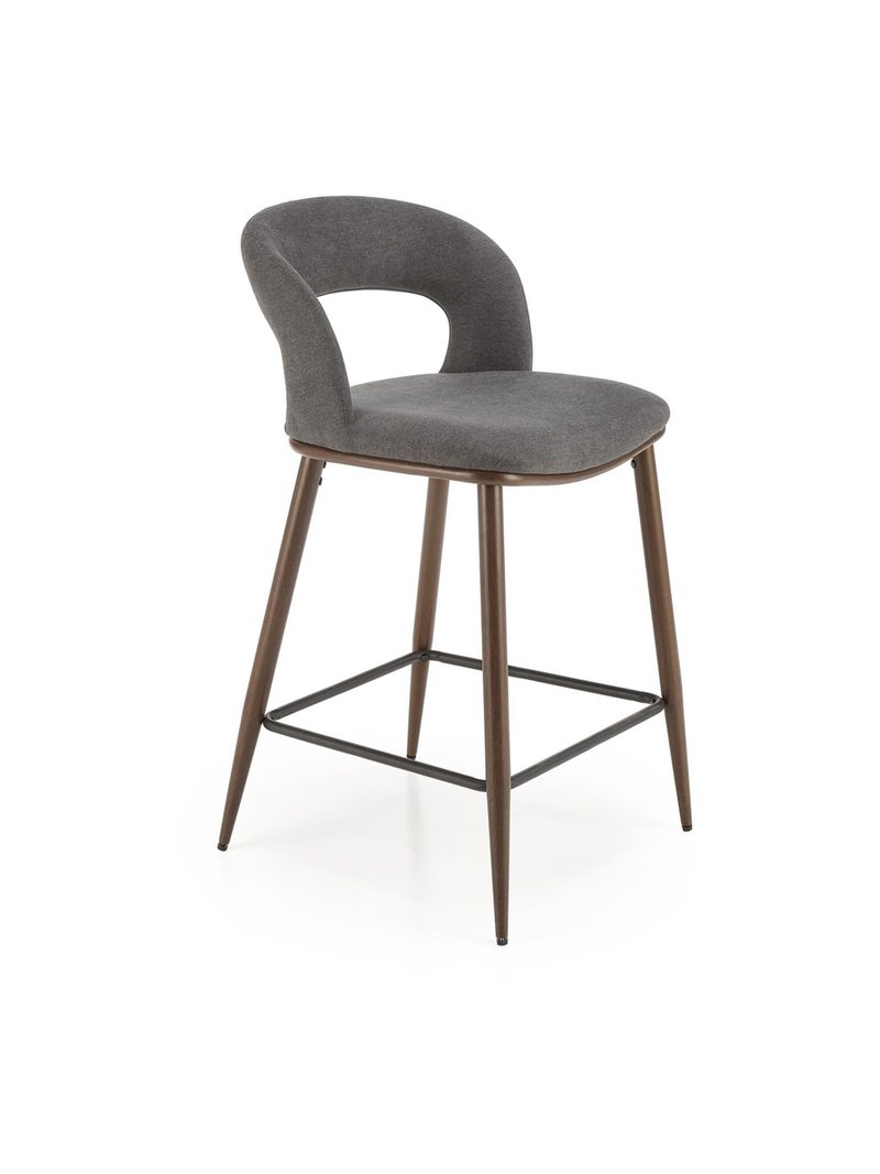 Viresto szürke kárpitozott bárszék diófa lábakkal, Mid-Century Modern stílusban