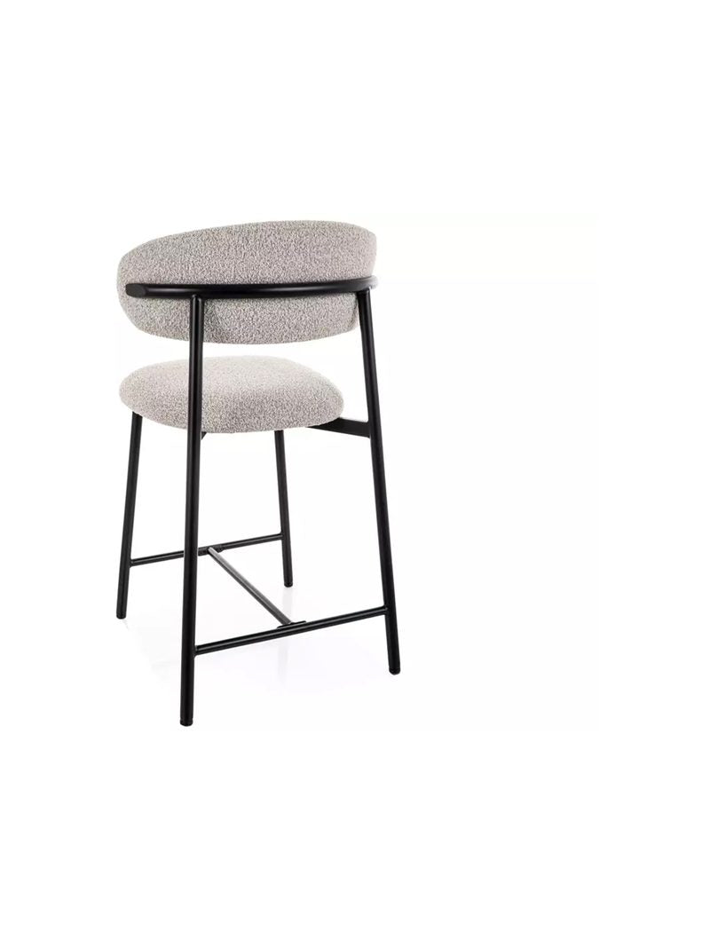 Beige szövet borítású Zentari bárszék fekete fém vázzal, oldalnézet