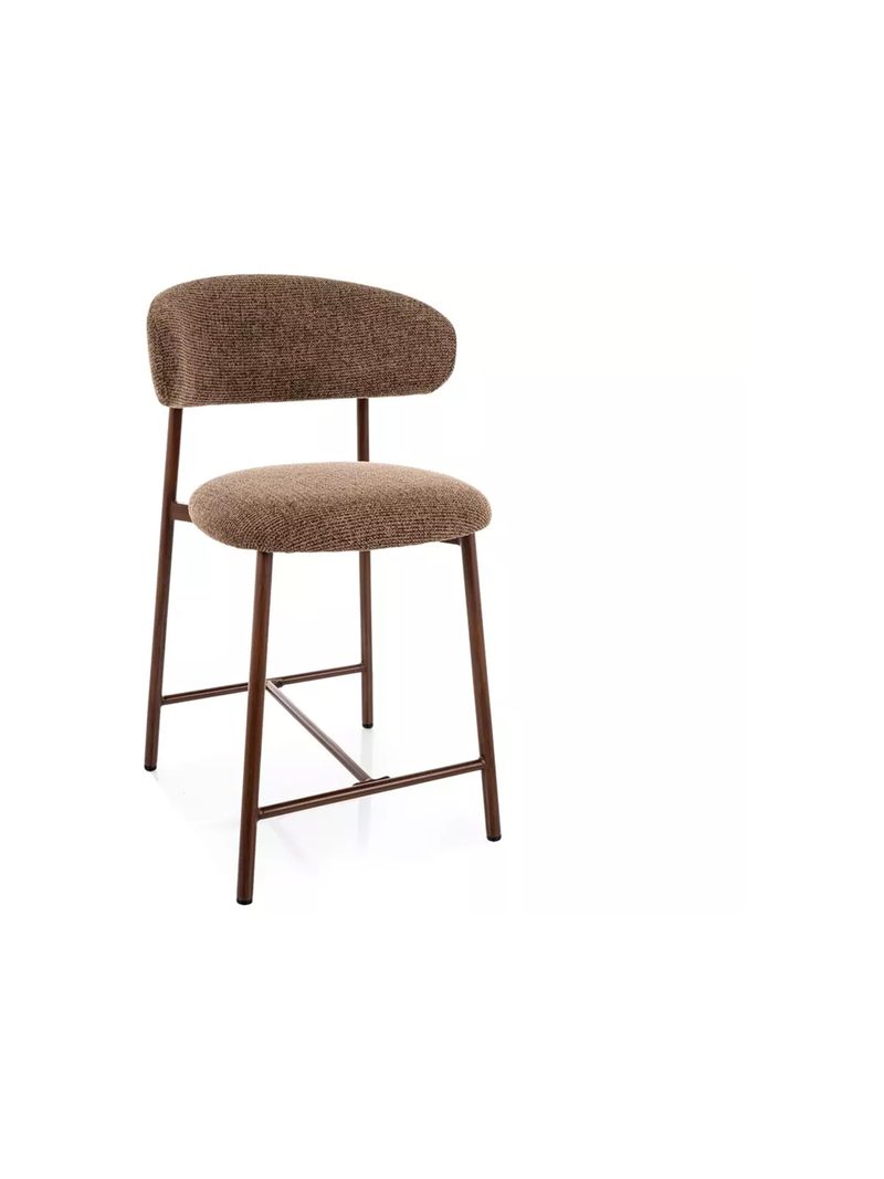 Zentari kárpitozott bárszék cappuccino színben, fém váz dió színben, oldalnézet