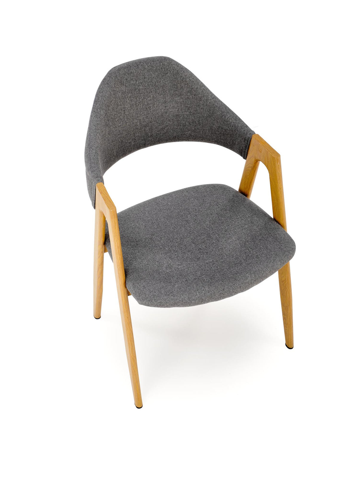 Krzesło tapicerowane Viles w kolorze popielatym z metalowymi nogami dąb miodowy