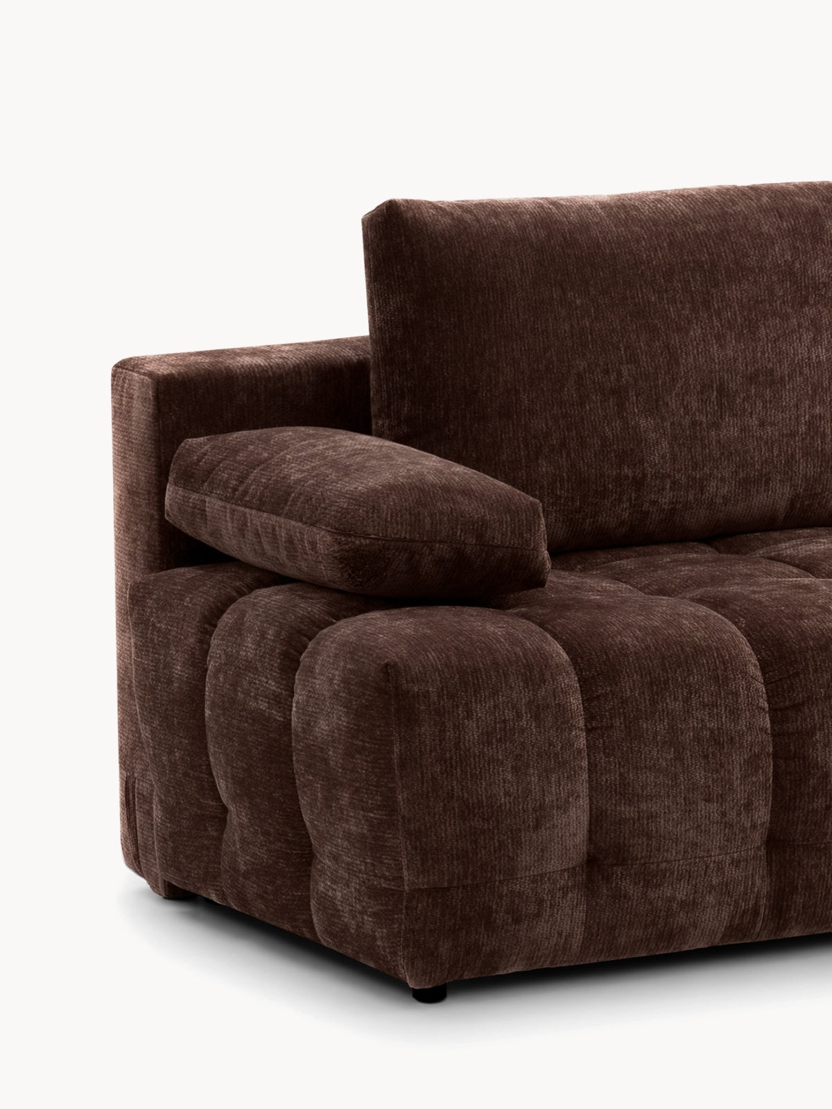 Tuko kanapé sark része barna chenille Vibe 26 párnával és steppeléssel