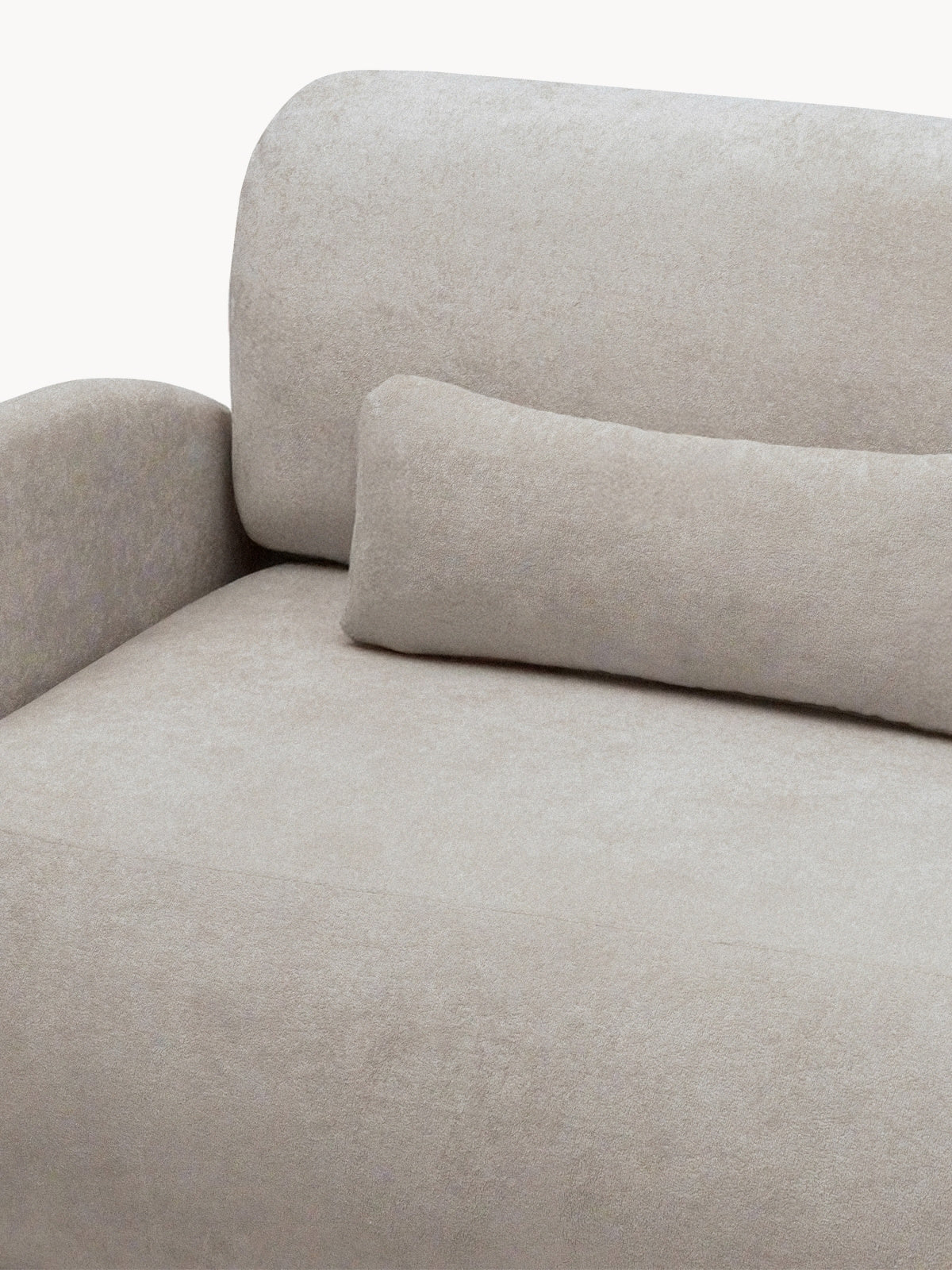 Elora ágyfunkciós kanapé bézs Freya 210.03 kötött szövetből, közeli kép a háttámláról és párnáról