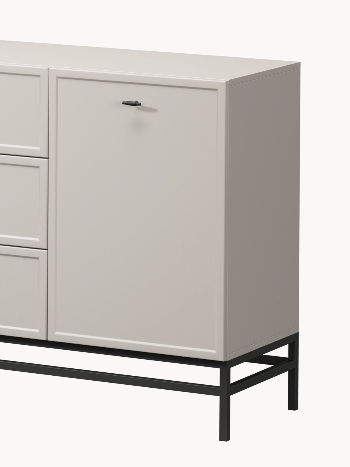 Komod Lorini 150 cm fiokokkal - kasmír / fekete Fogantyúk T-bar / stelaz