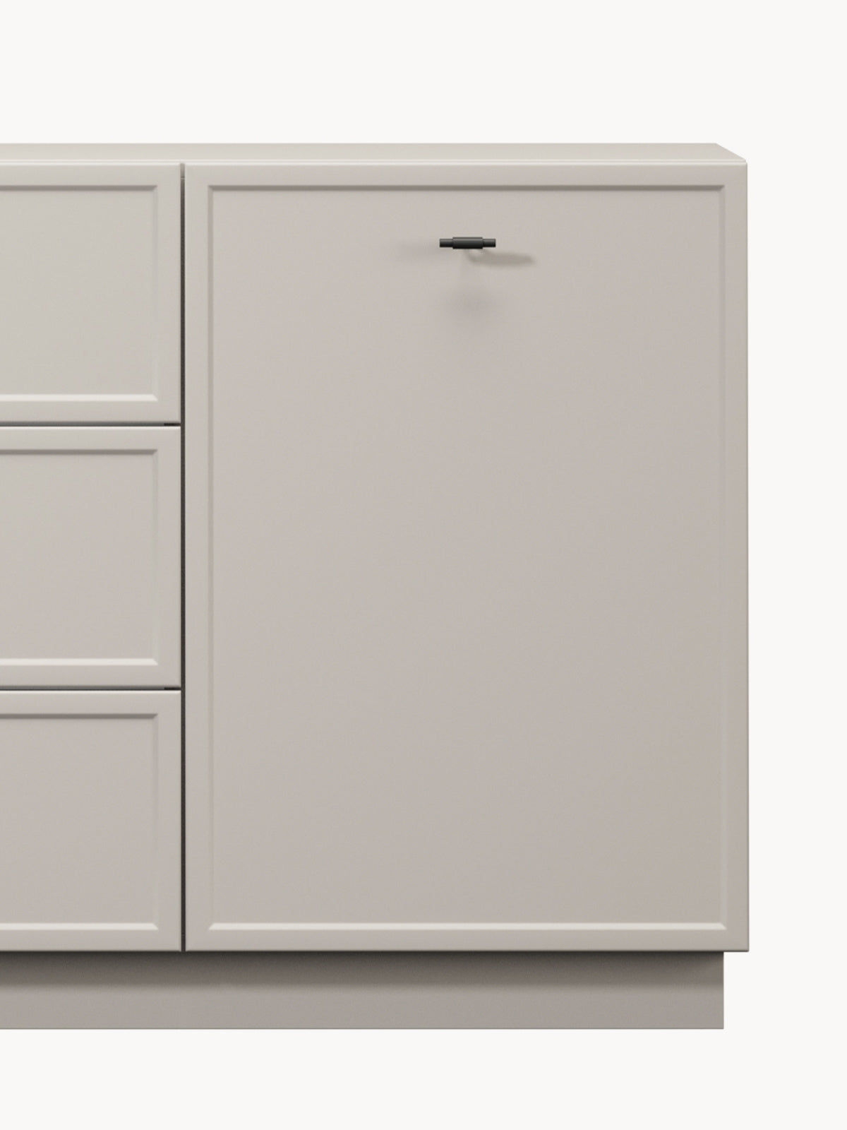Komoda Lorini 150 cm z szufladami - kaszmir / czarne uchwyty T-bar