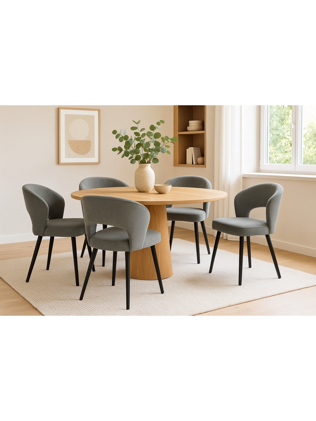 Luna fa szék szürke Wind 90 szövet kárpitozással és fekete lábakkal