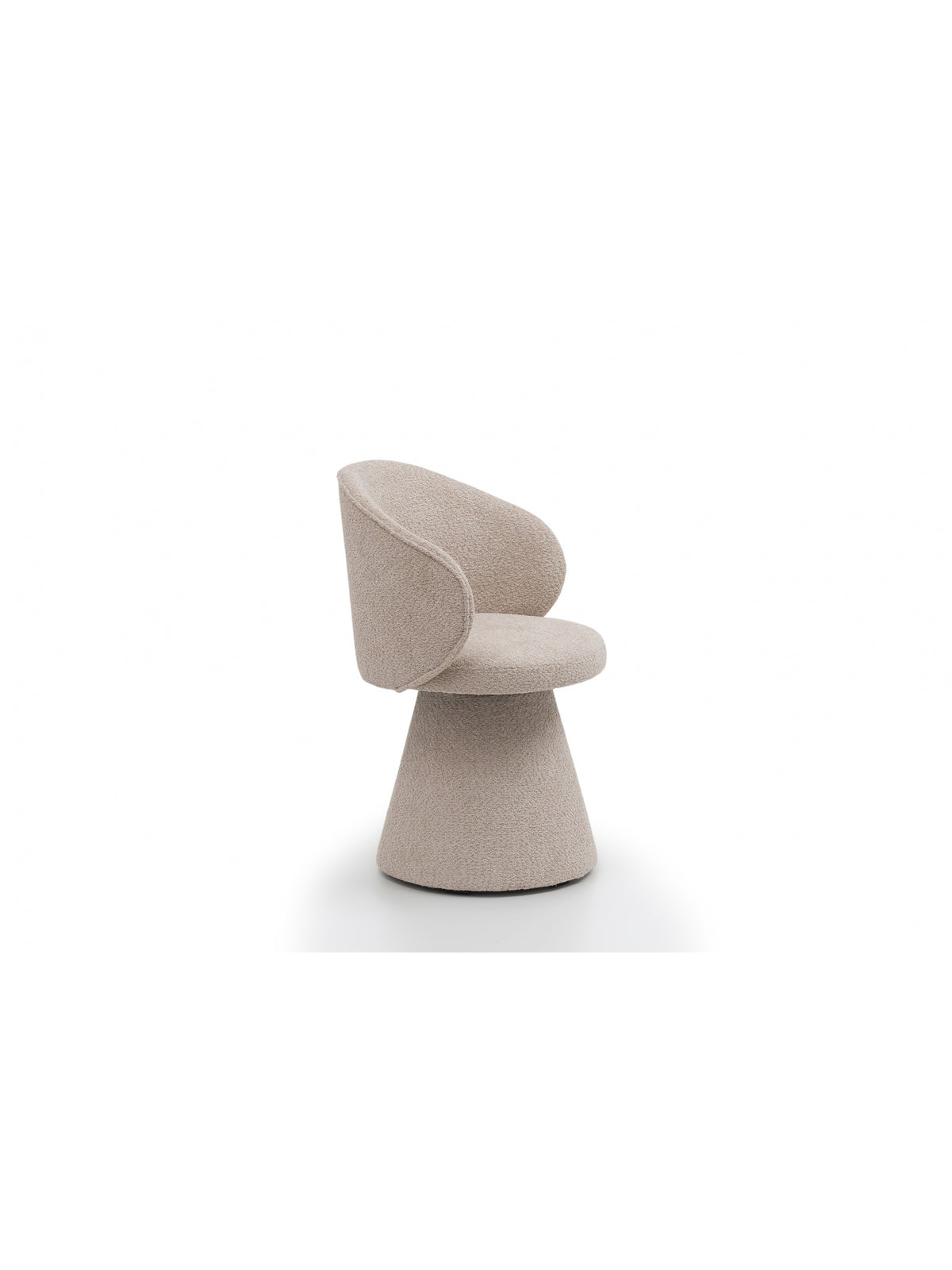 Krzesło tapicerowane Orevi Spin kubełkowe obrotowe w beżowej tkaninie bouclé