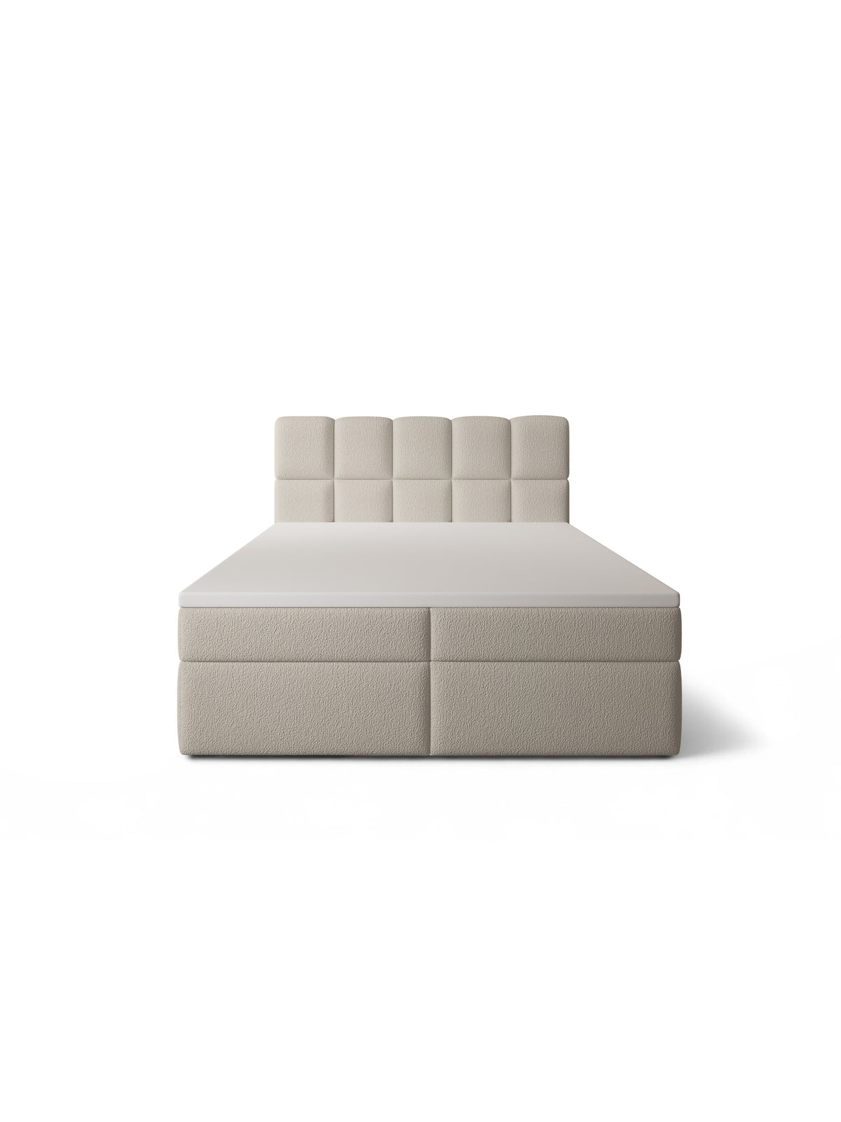 Carello 180x200 kontinentális ágy sötét bézs boucle Quelle 05 kárpitozással és tárolóval
