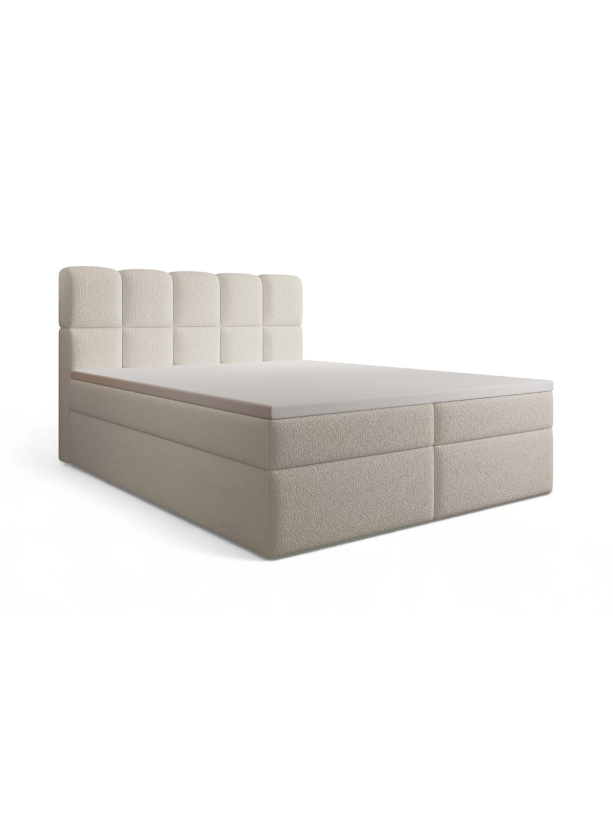 Carello kontinentális ágy 180x200 sötét bézs boucle anyaggal és tárolórekeszekkel