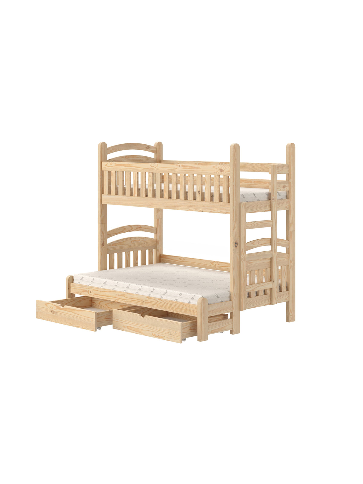 Łóżko piętrowe Amely Maxi sosna z szufladami, prawostronne 80x200/120x200