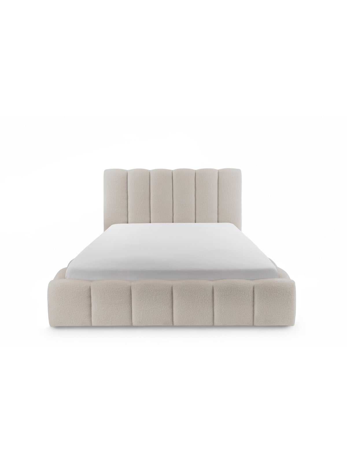 Aura 160x200 kárpitozott ágy bézs boucle anyaggal tárolóval