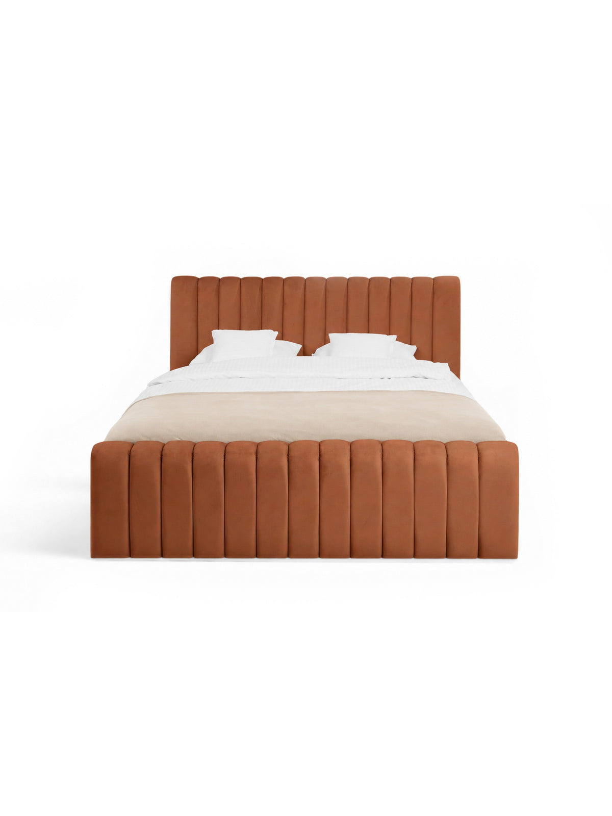 Livani ágy 160x200 tárolóval bronz bársony Velluto 33 elölnézeti kép