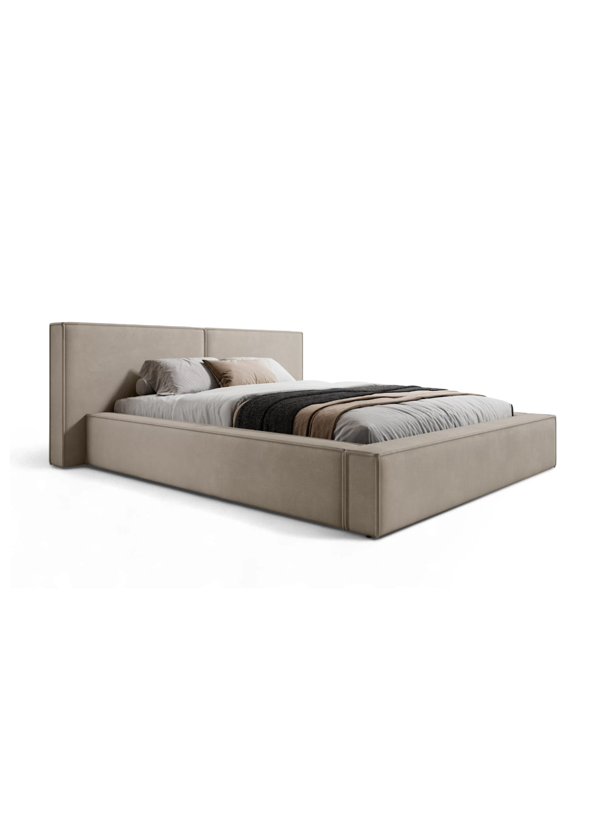 Molino 160x200 kárpitozott ágy bézs Castel 15 bársony oldalnézet