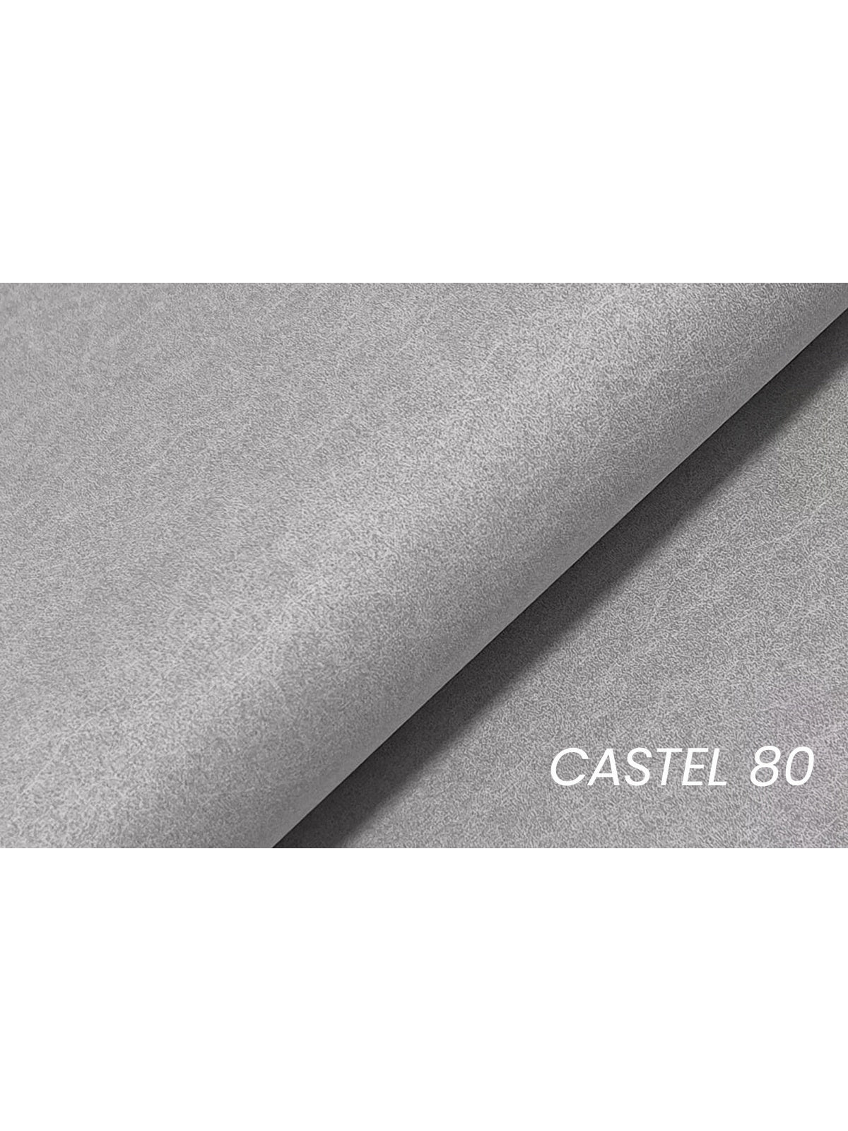 Szary welur Castel 80 na łóżku tapicerowanym Molino 180x200 z pojemnikiem