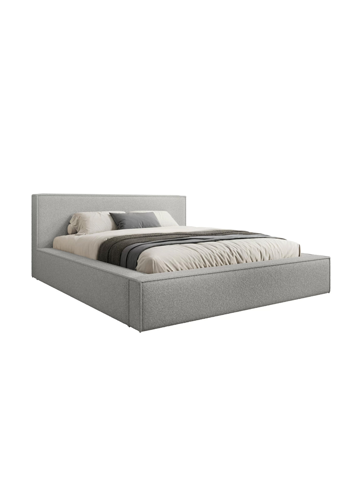 Nirello 160x200 kárpitozott ágy szürke boucle anyaggal és tárolóval