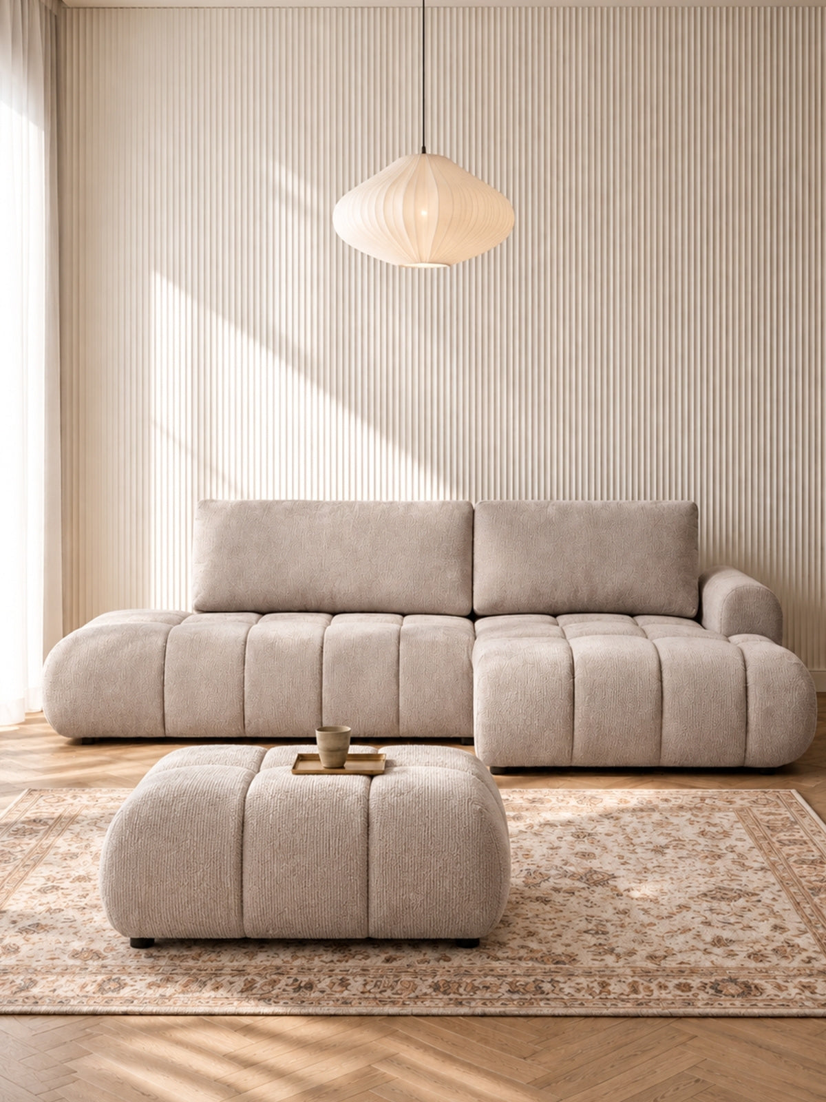 puff kárpitozott Lutario Mini - bézs chenille Vibe 08