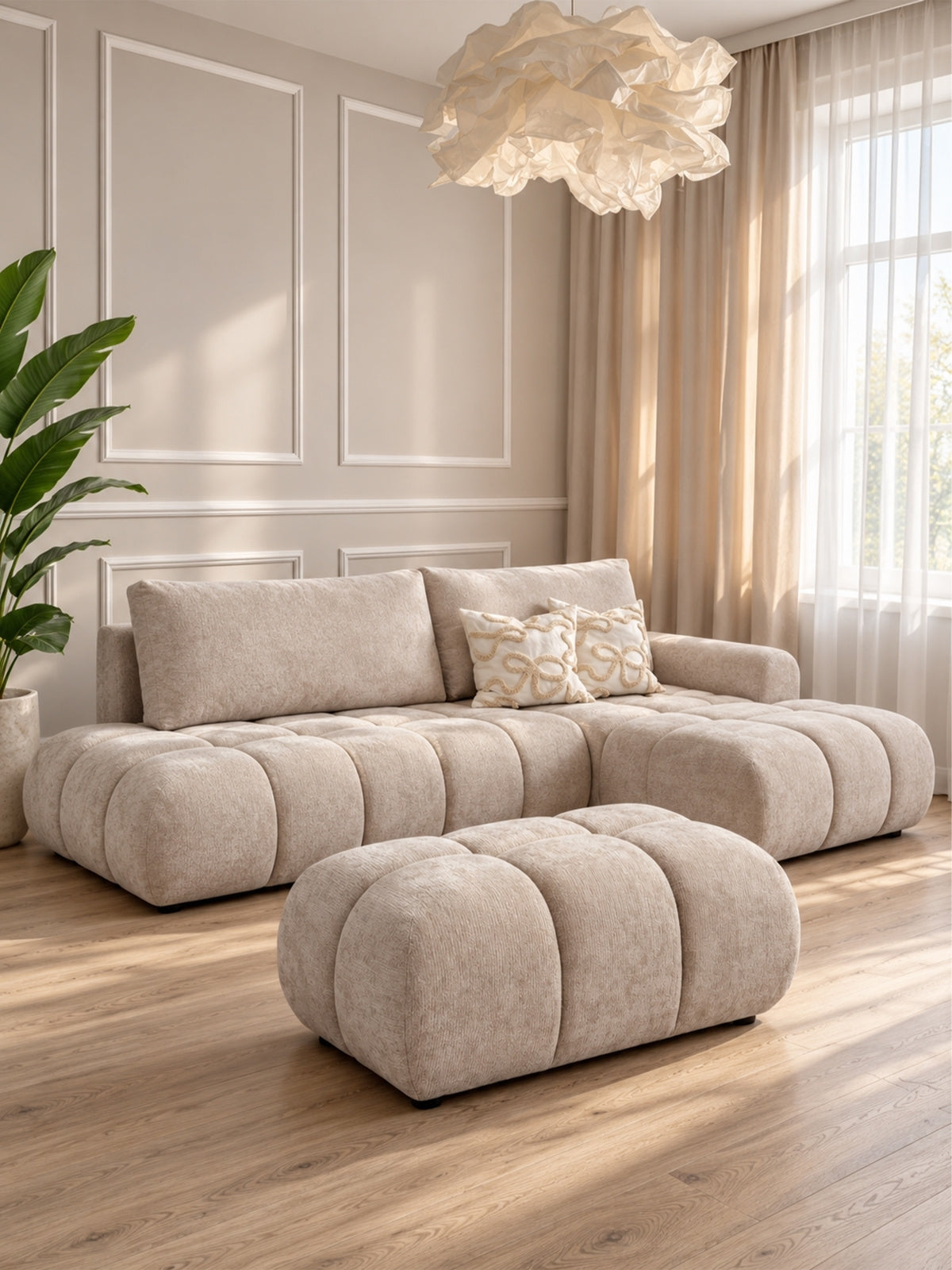 puff kárpitozott Lutario Mini - bézs chenille Vibe 08
