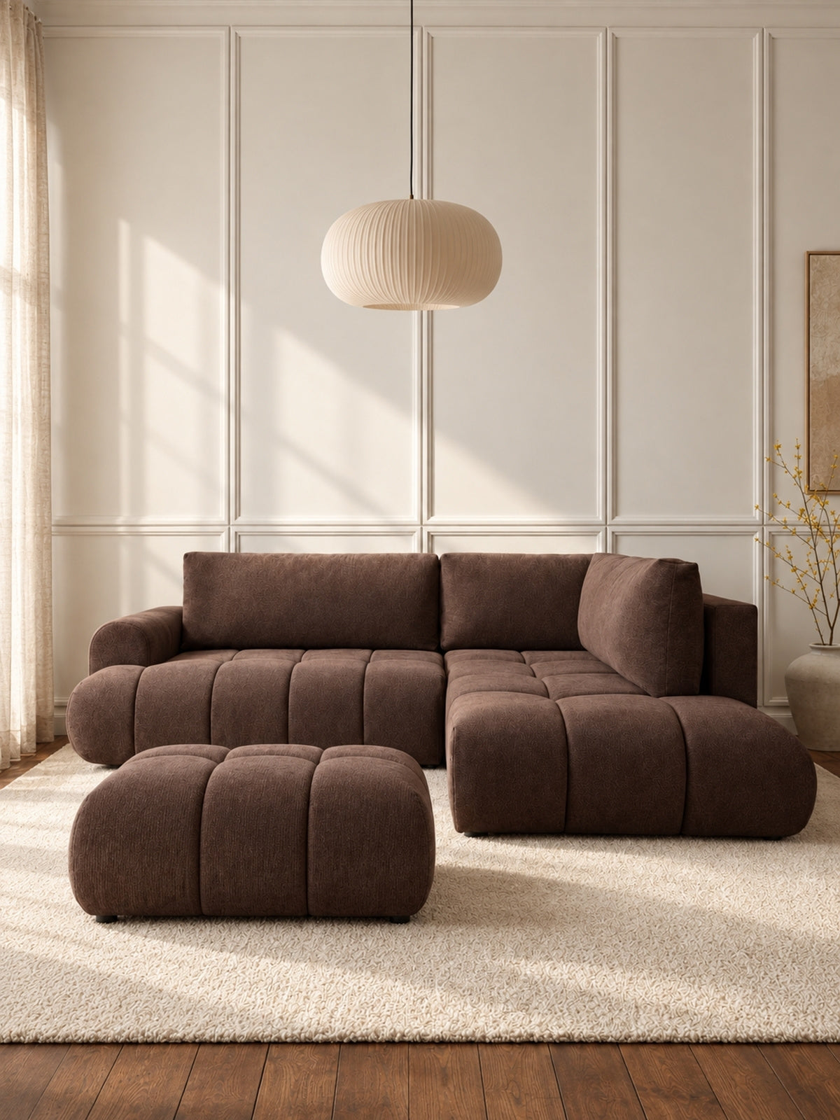 puff kárpitozott Lutario Mini - barna chenille Vibe 26