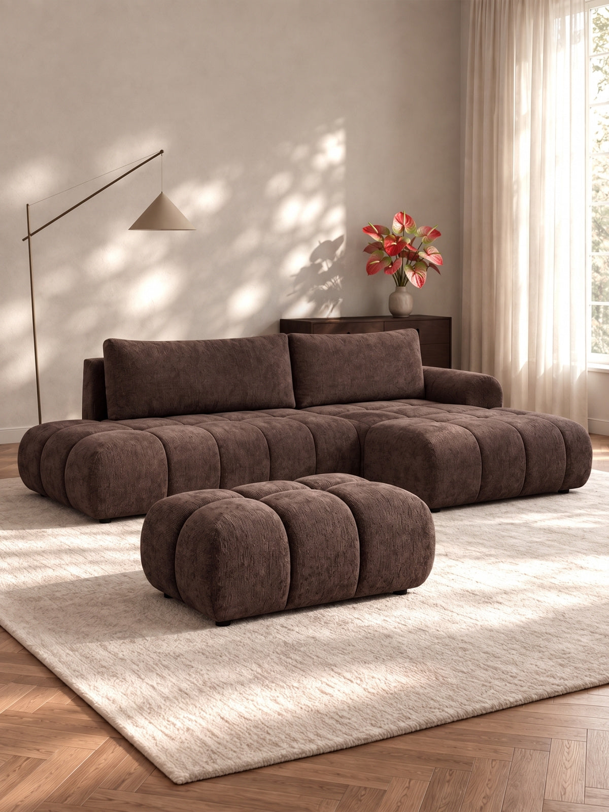 puff kárpitozott Lutario Mini - barna chenille Vibe 26