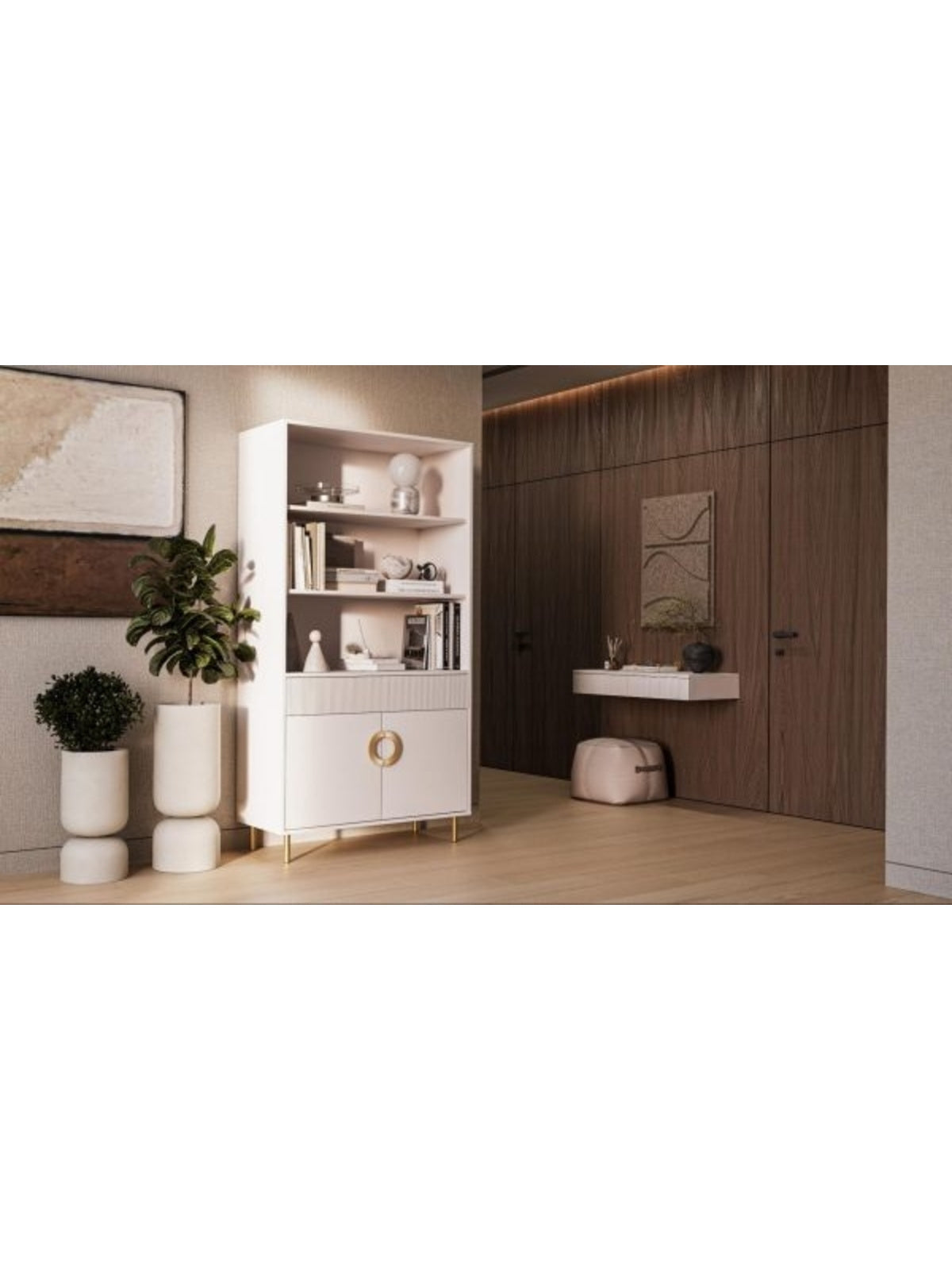 Regal Nubo 100 cm kétajtos z szuflada - kasmír / aranysárga