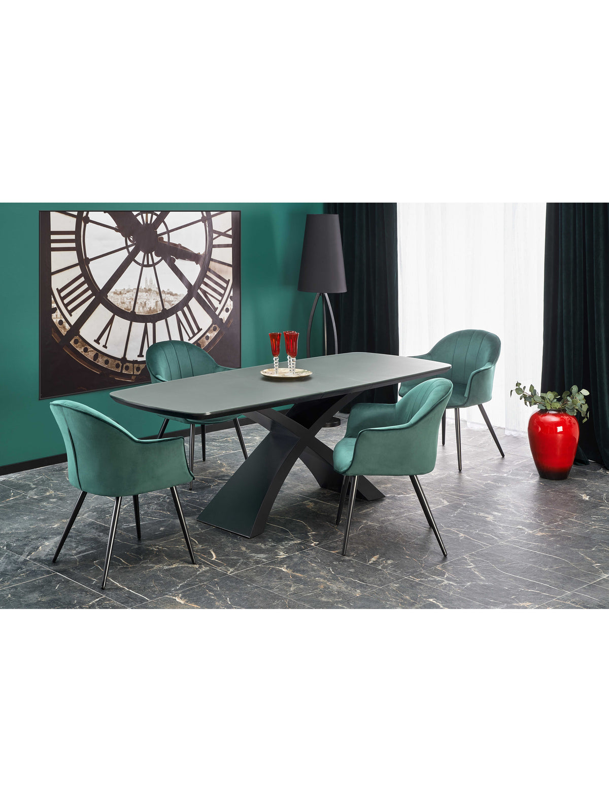 Virello 180-220x89 cm sötétszürke fekete lábakkal bővíthető asztal