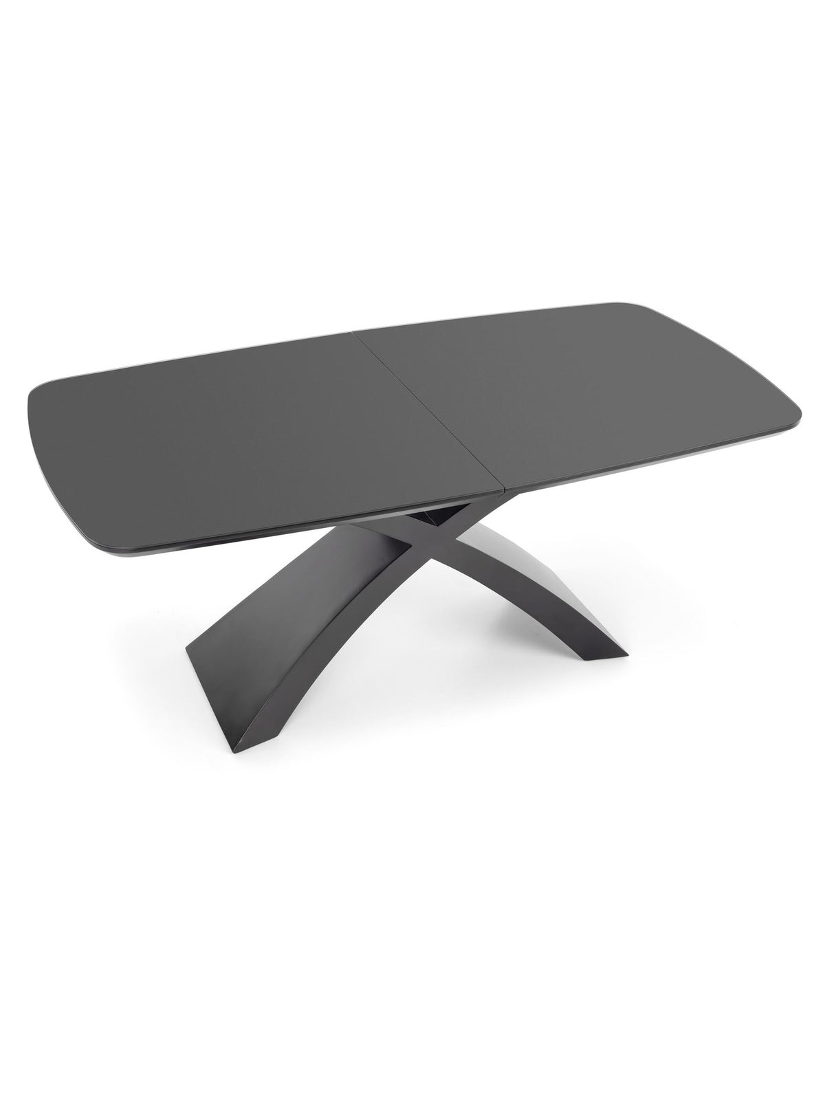 Virello kihajtható asztal 180-220x89 cm sötétszürke fekete lábakkal, felülnézeti kép