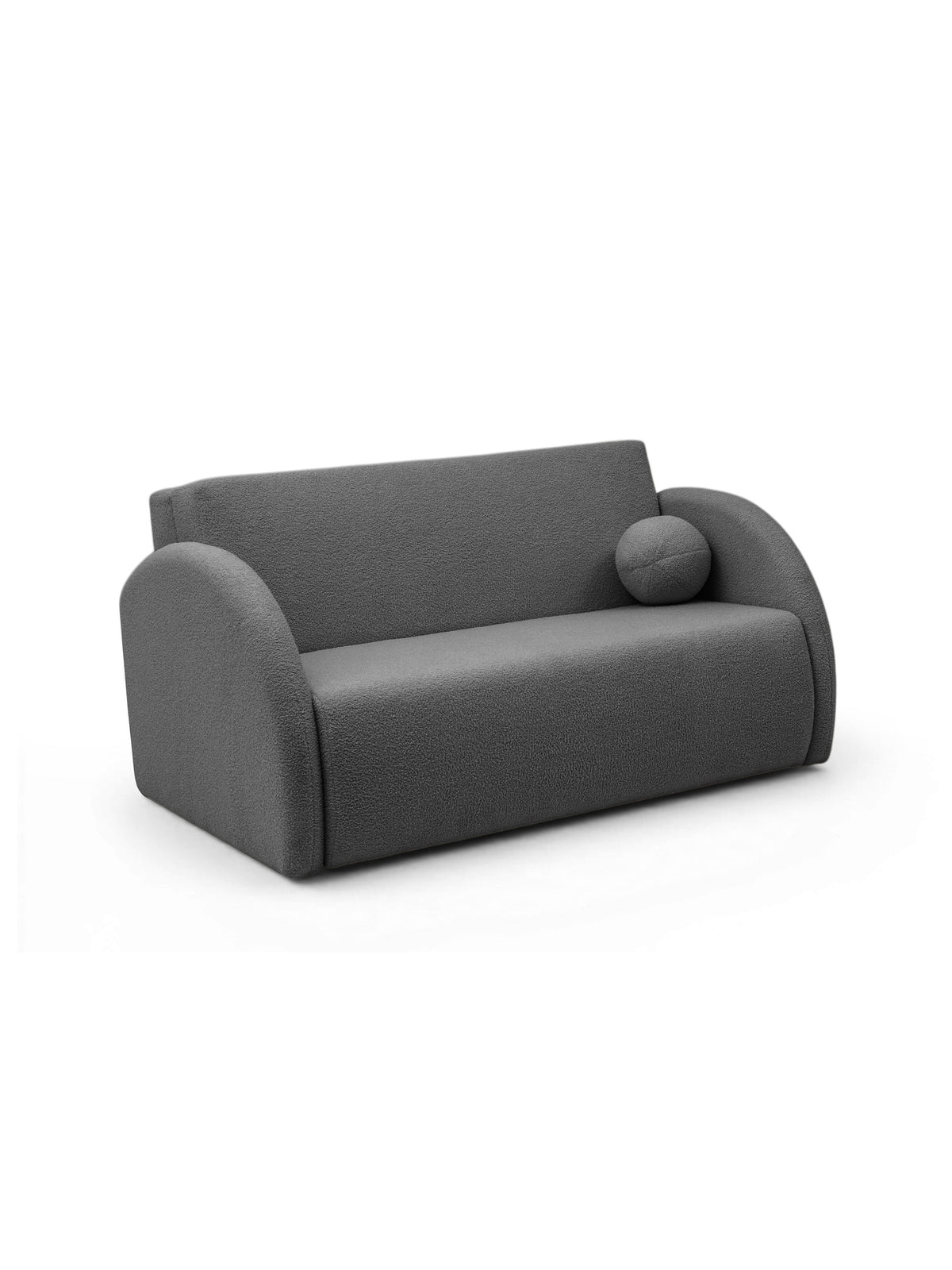 Szürke Nubi 120 cm kihúzható kanapé tárolóval, boucle anyagból