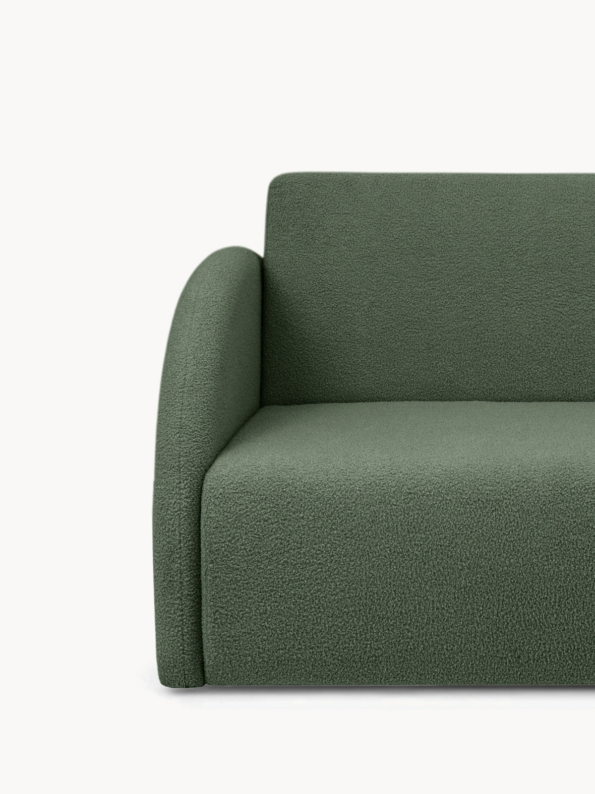 Nubi háromszemélyes 140 cm zöld boucle kanapé részlet