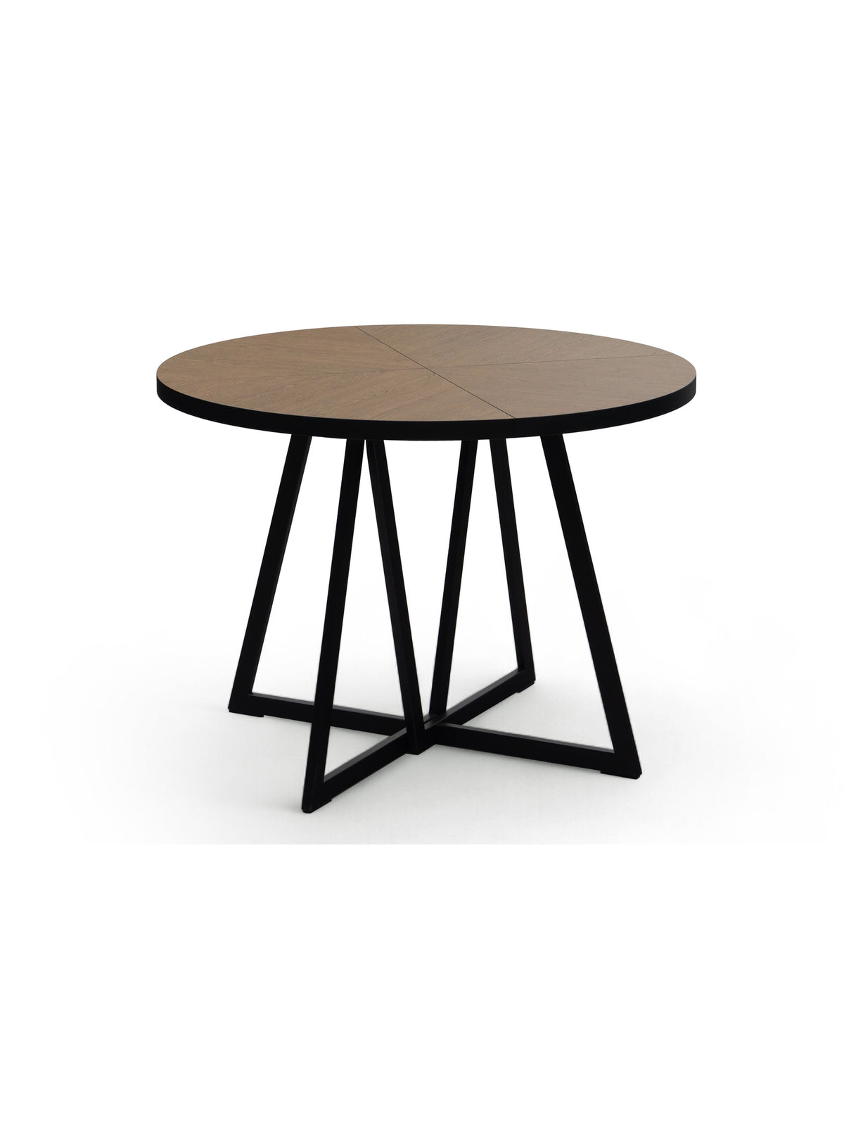 Stół okrągły Cedrus Rozeta 105/160 cm z rozkładanym blatem dąb belmont i czarnym stelażem