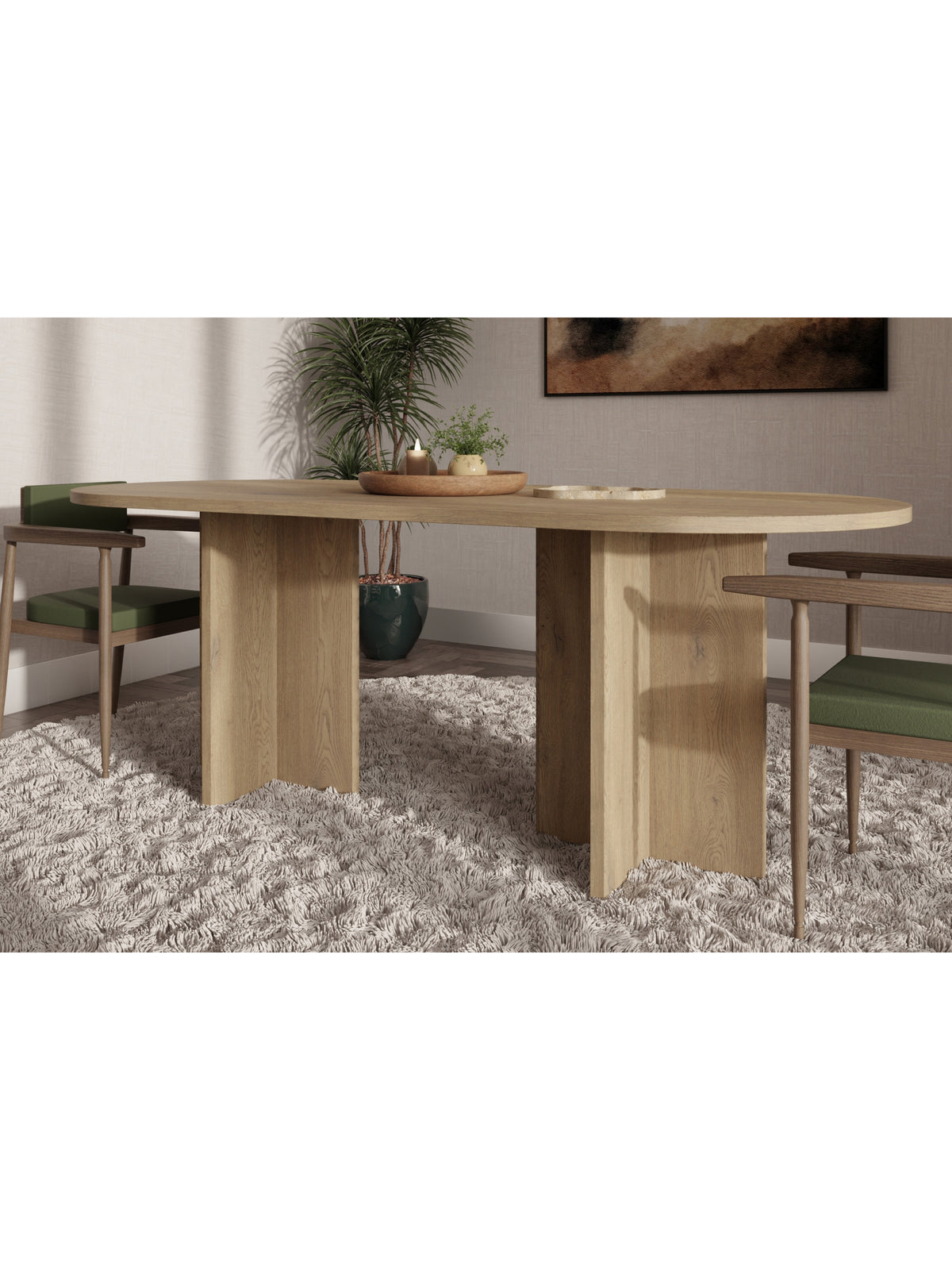 Stół owalny Aurelium 204x90 cm w kolorze dąb cremona na dwóch nogach z płyty laminowanej