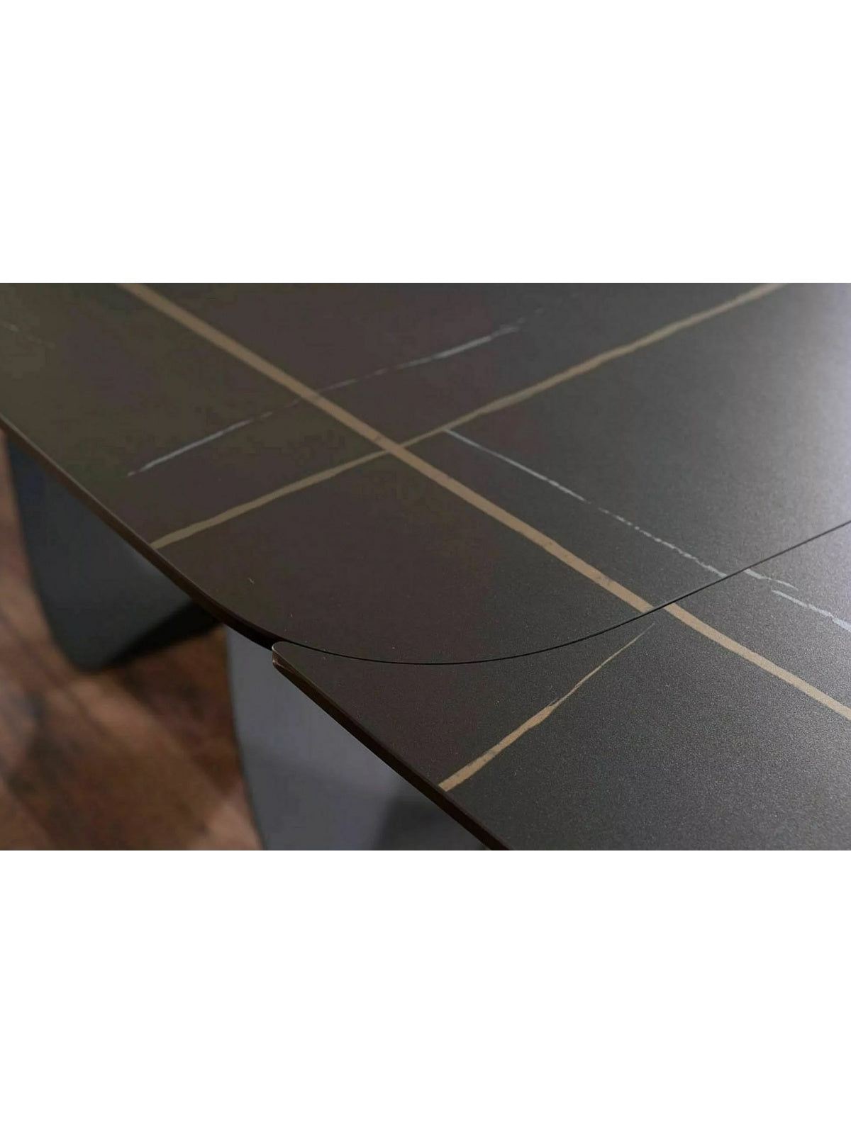 Stol rozkladany Elunari 160-240x90 cm - márvány azario black / matt fekete