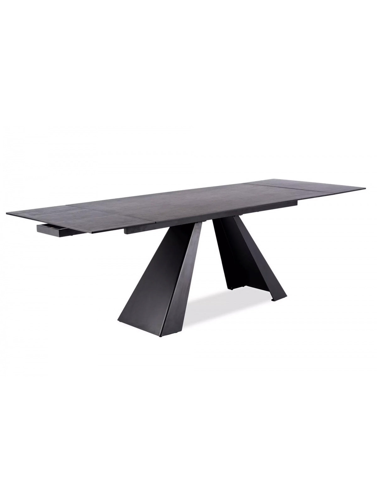 Zanivo kihúzható asztal 160-240x90 cm kerámia tetejű, szürke márvány mintás, fekete állvánnyal