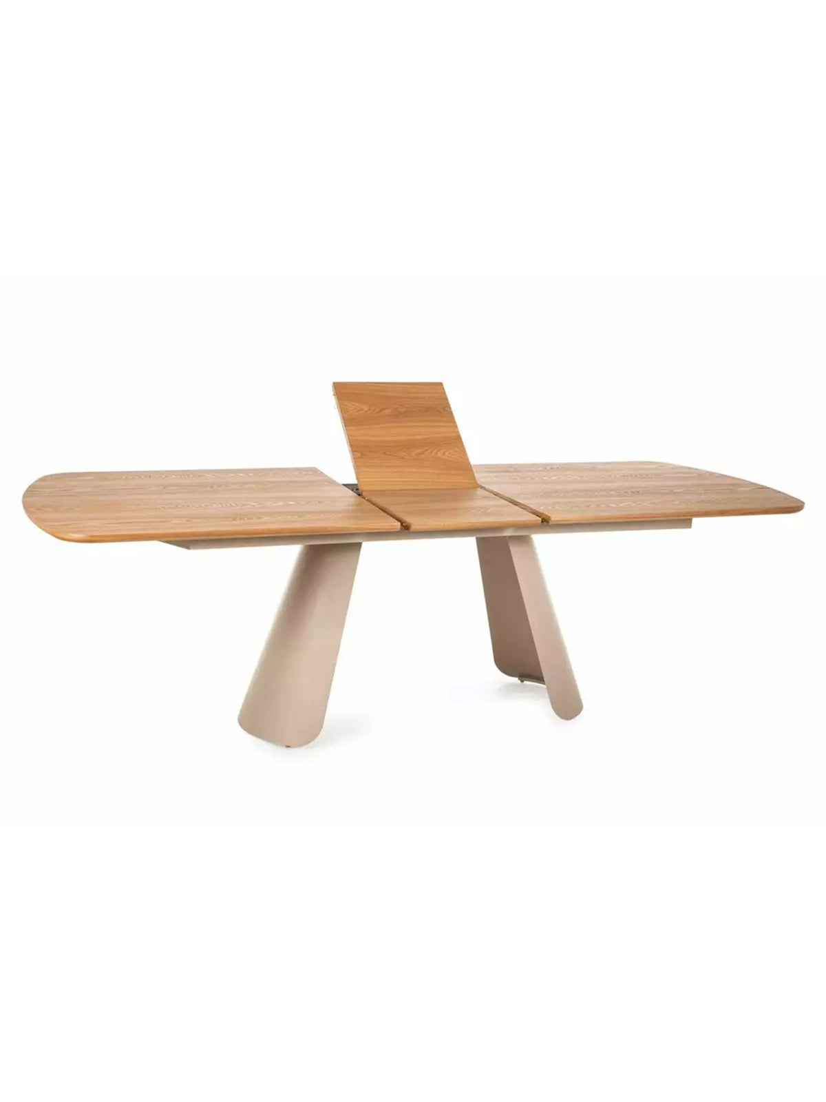 Stół rozkładany Solmi 200-240x100 cm w kolorze dąb z nogami kaszmir, ujęcie mechanizmu rozkładania