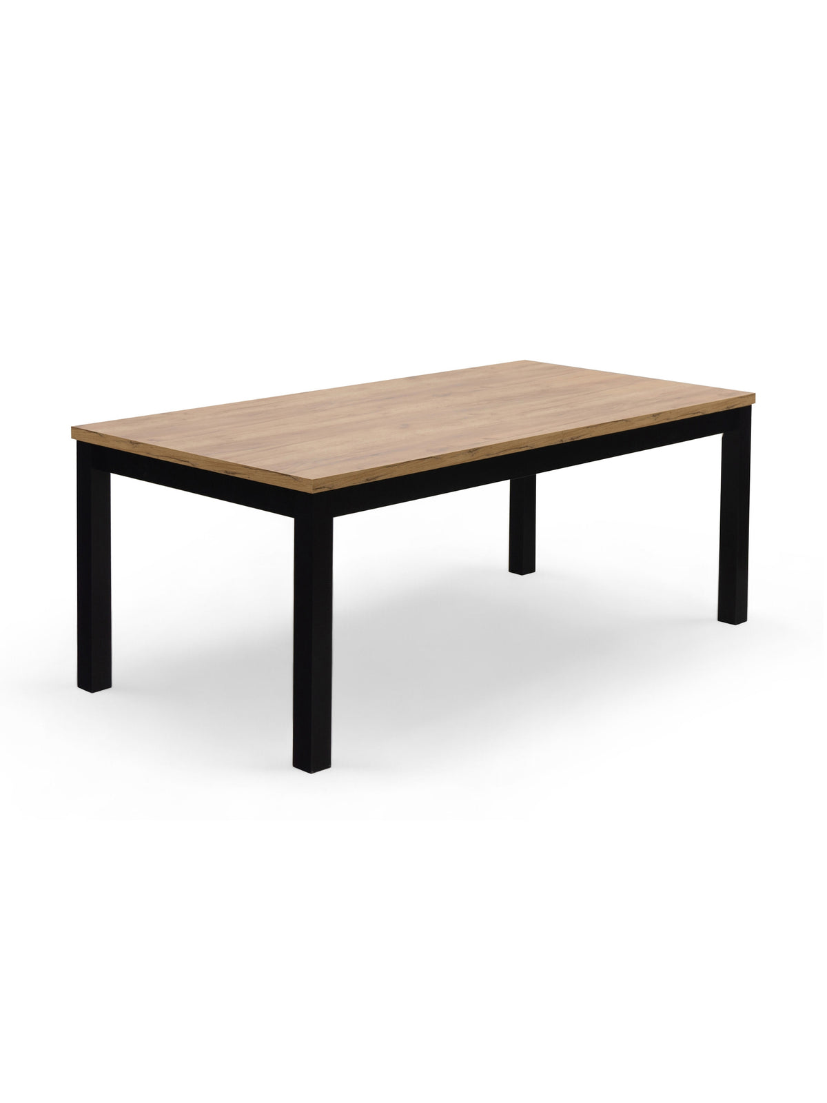 Stół rozkładany Werona 160-240x90 cm dąb craft z czarnymi drewnianymi nogami, widok z boku