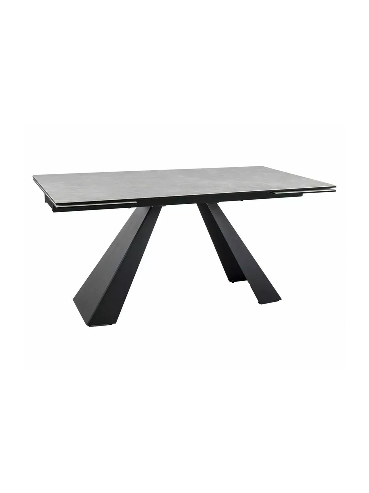 Stół rozkładany Zanivo 160-240x90 cm z ceramicznym kremowym blatem marmur i czarnymi metalowymi nogami