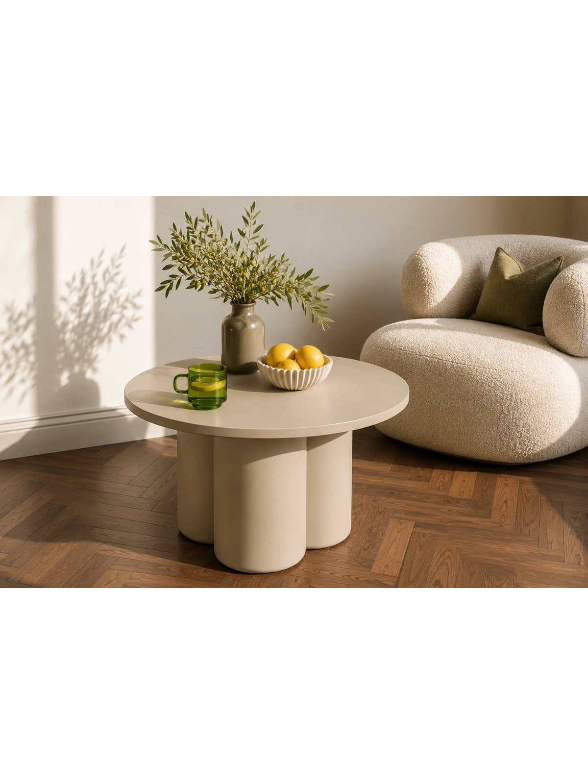 asztal kawowy okragly Cylindus 80 cm - sötét bézs