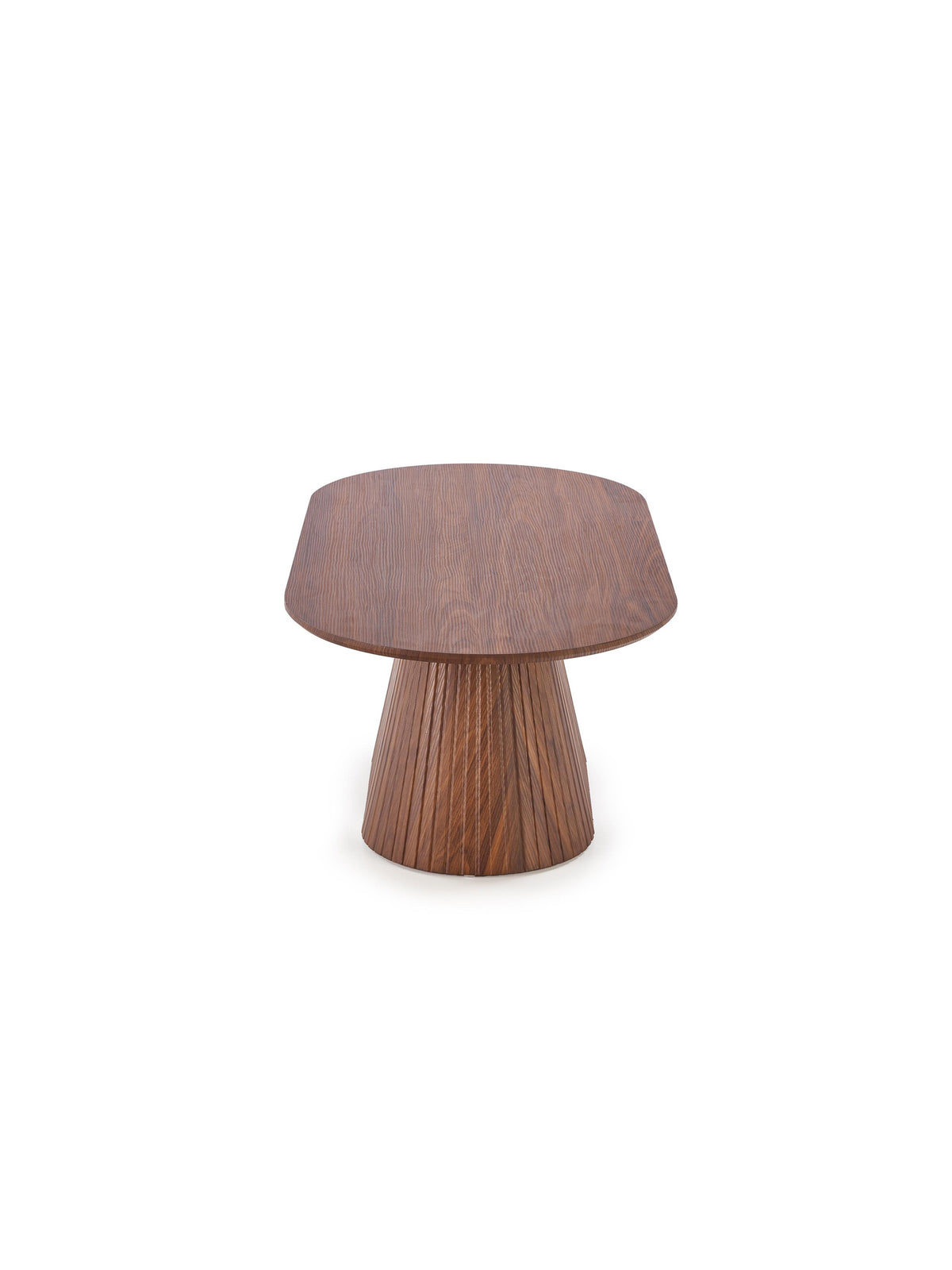 Ovalis kávézóasztal Stellis 120 cm dió színben, matt felület, sötét fa