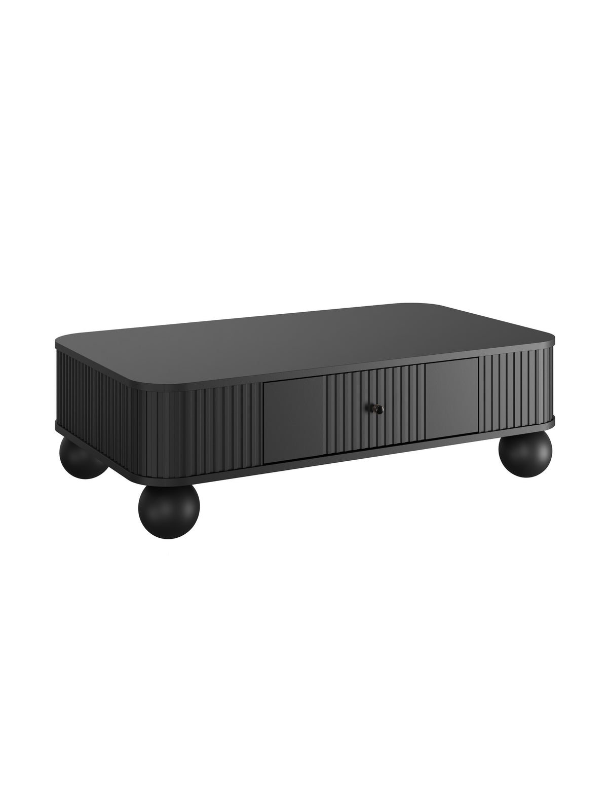 Fekete Vesper dohányzóasztal 103x60 cm fiókkal és gömb alakú lábakkal