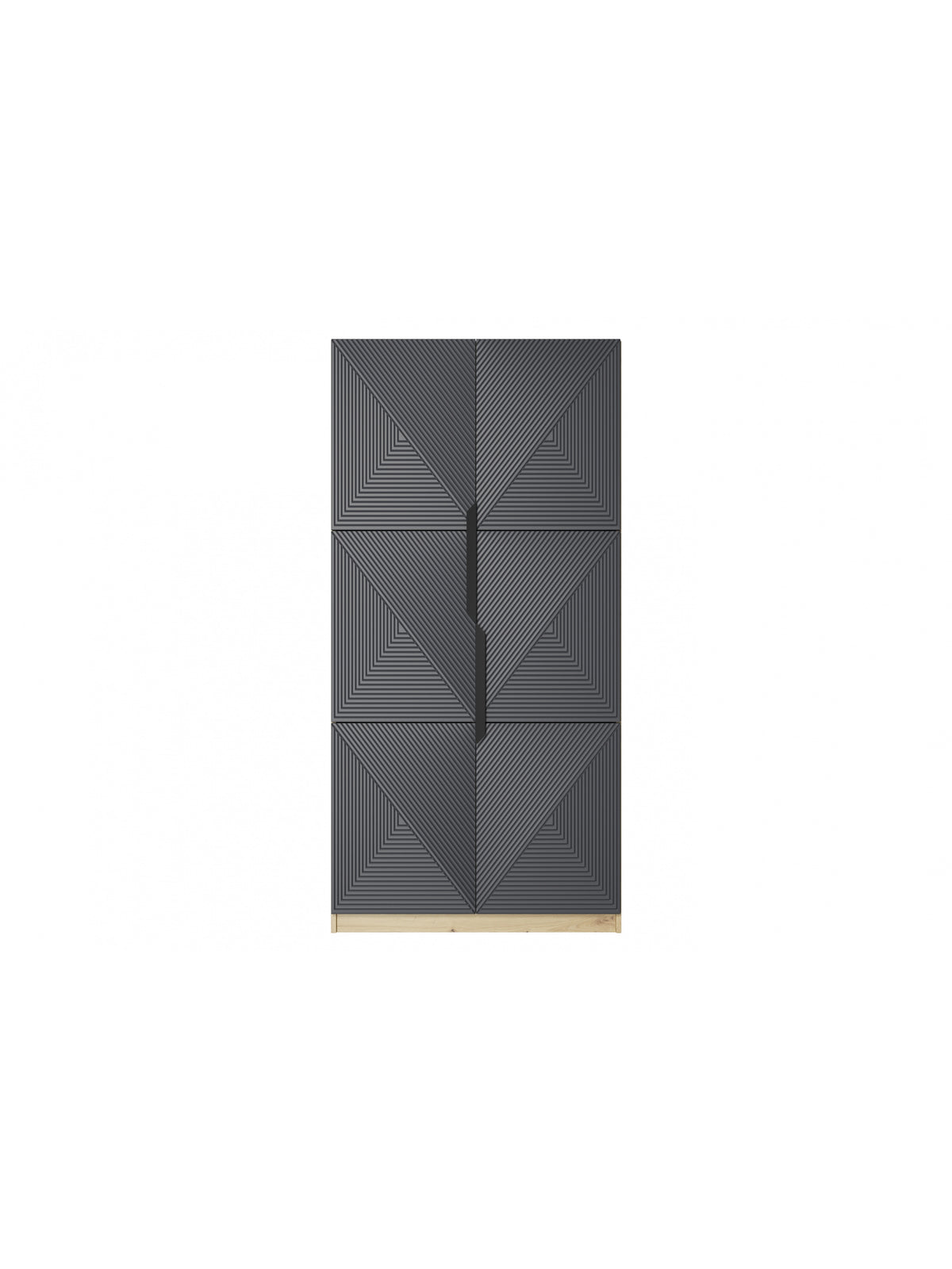 ruhásszekrény Asha 100 cm z ryflowanym frontem i metalowymi uchwytami- artisan / rivier stone mat / fekete Fogantyúk