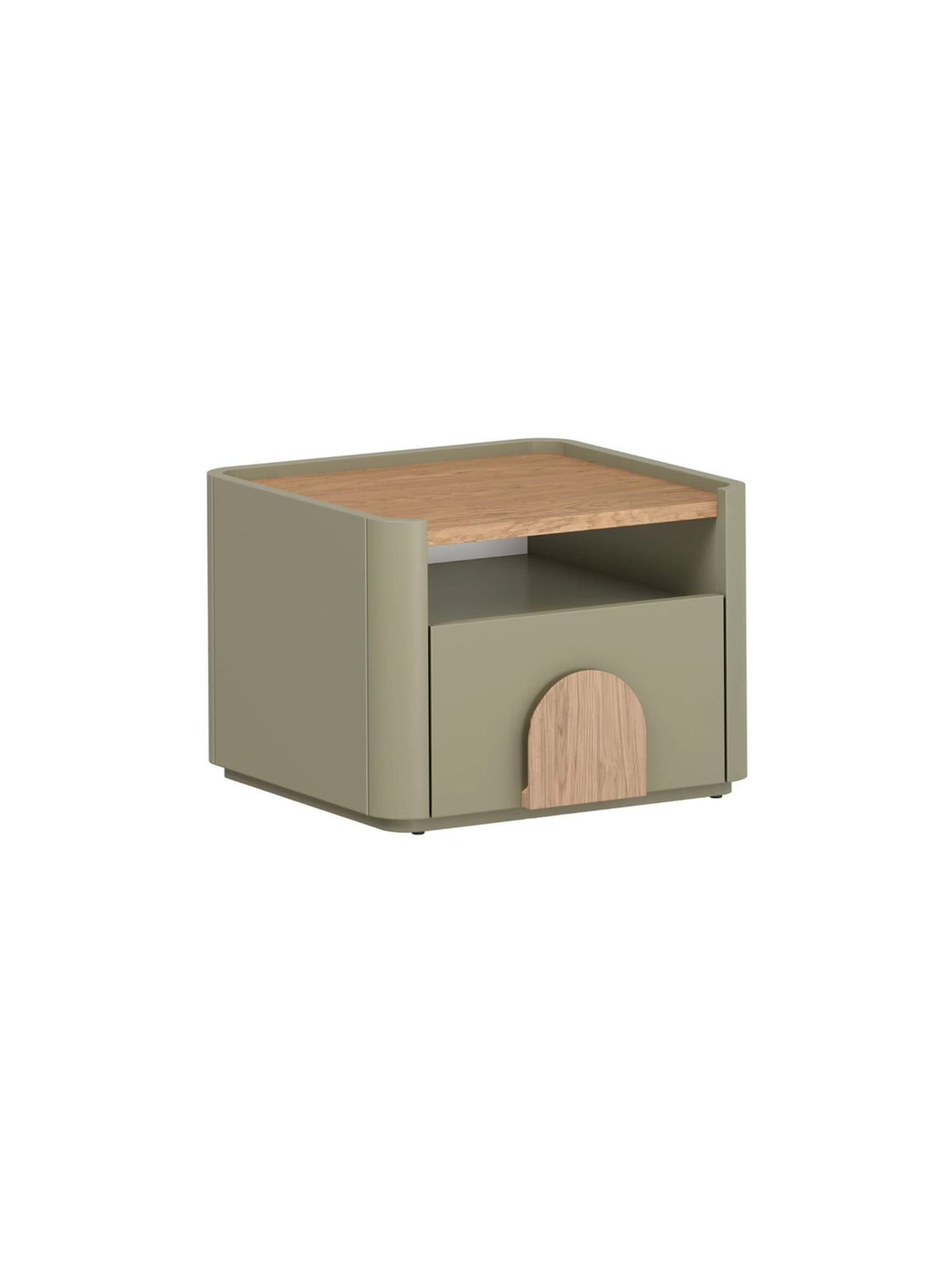 Amilio éjjeliszekrény 50 cm eukaliptusz fiókkal és baltic dune tölgy lap