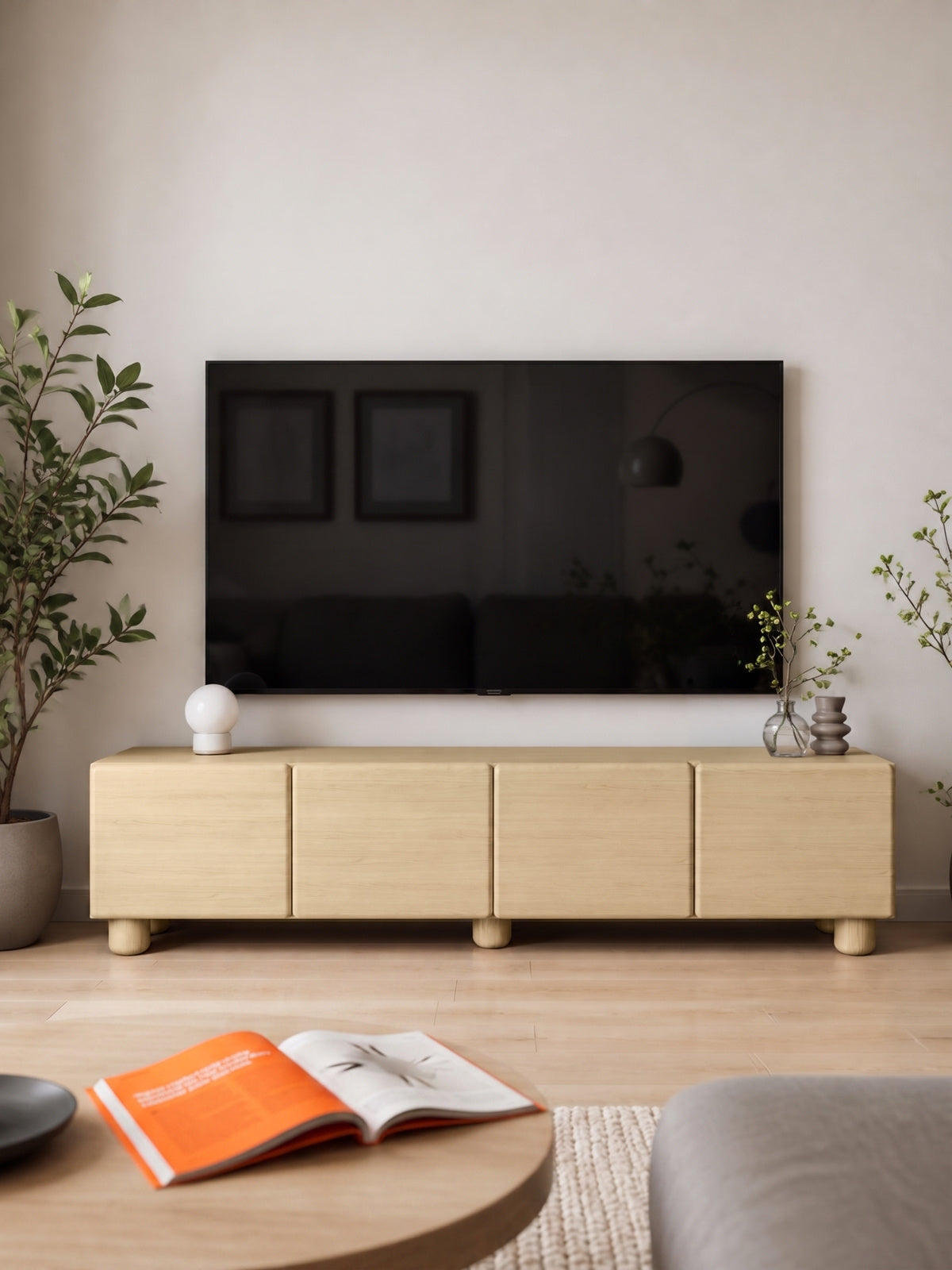 Arlo TV szekrény 200 cm négyajtós matt vicenza tölgy színben