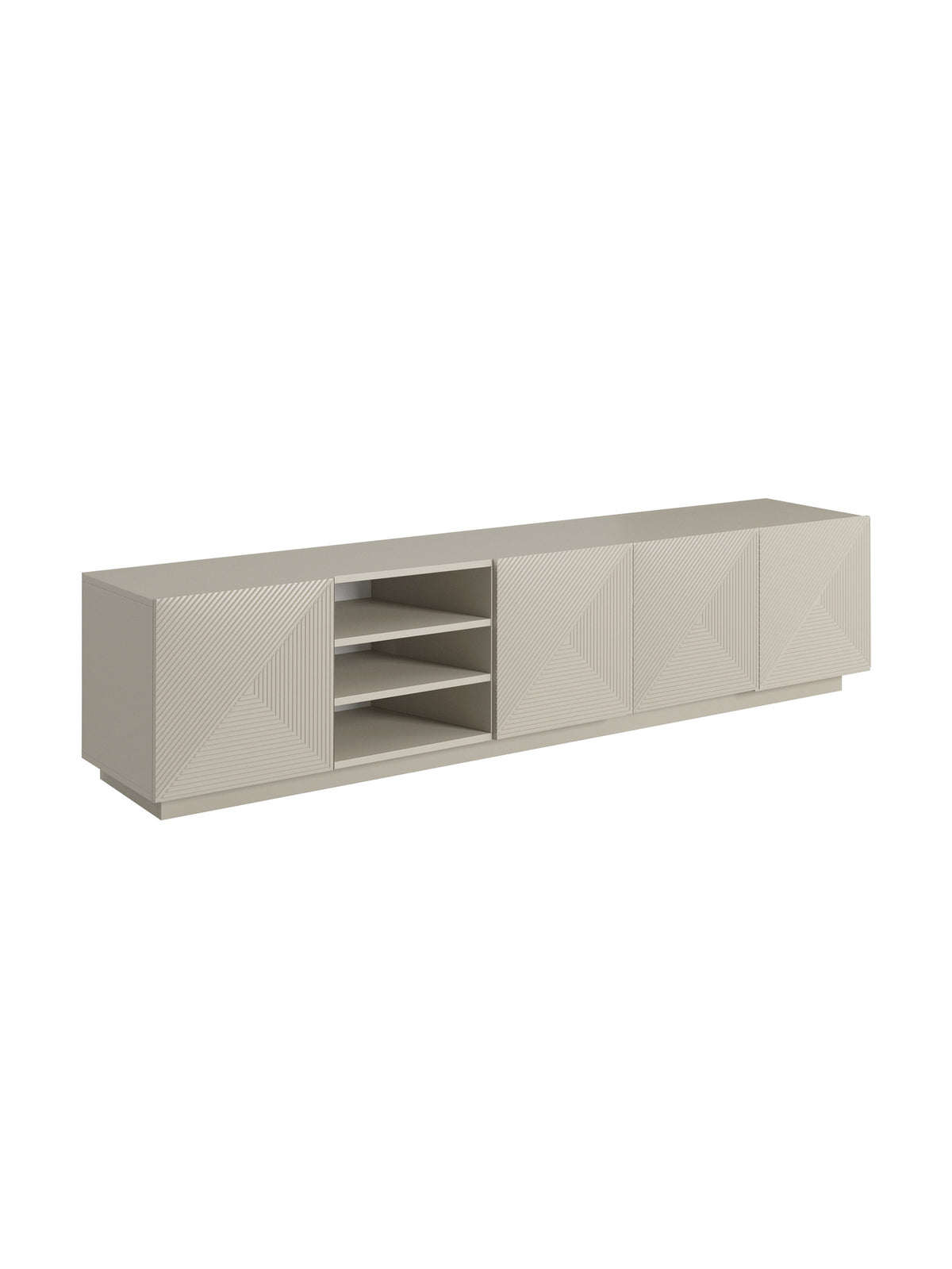 Asha 200 cm-es TV szekrény bordázott fronttal és három rekesszel kasmír színben