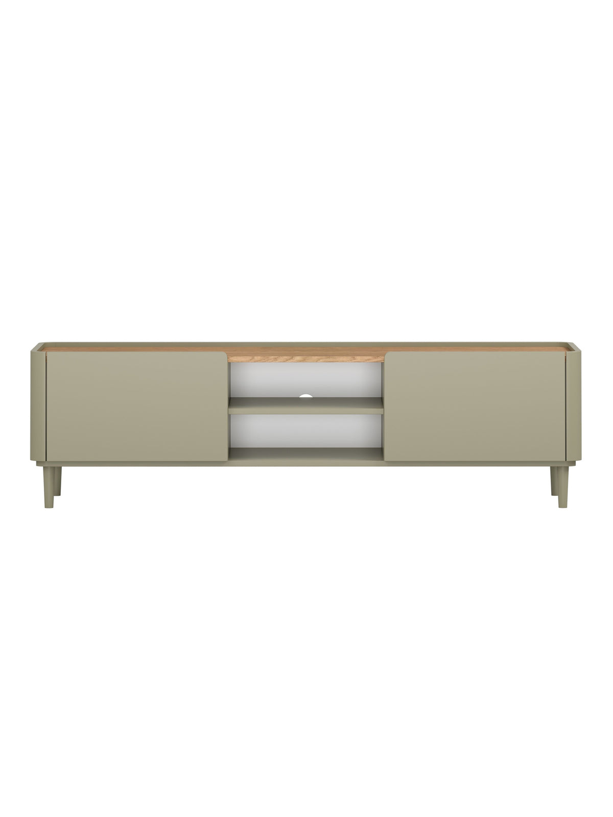 Elivo 170 cm-es TV szekrény eukaliptusz színben, baltic dune tölgy lap, elölnézet