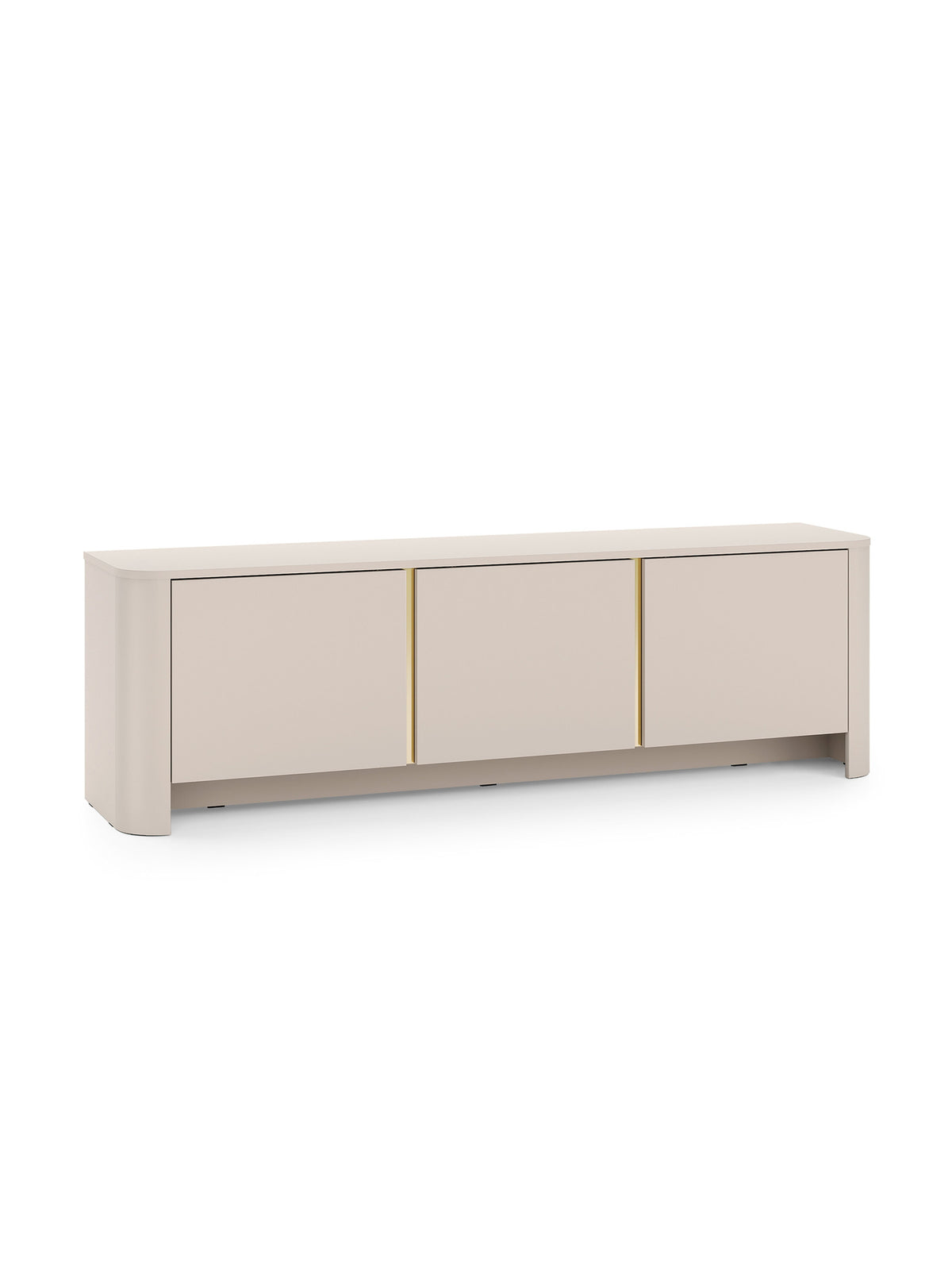 Sorrenti RTV szekrény 168 cm cashmere három ajtóval, arany fém profillal
