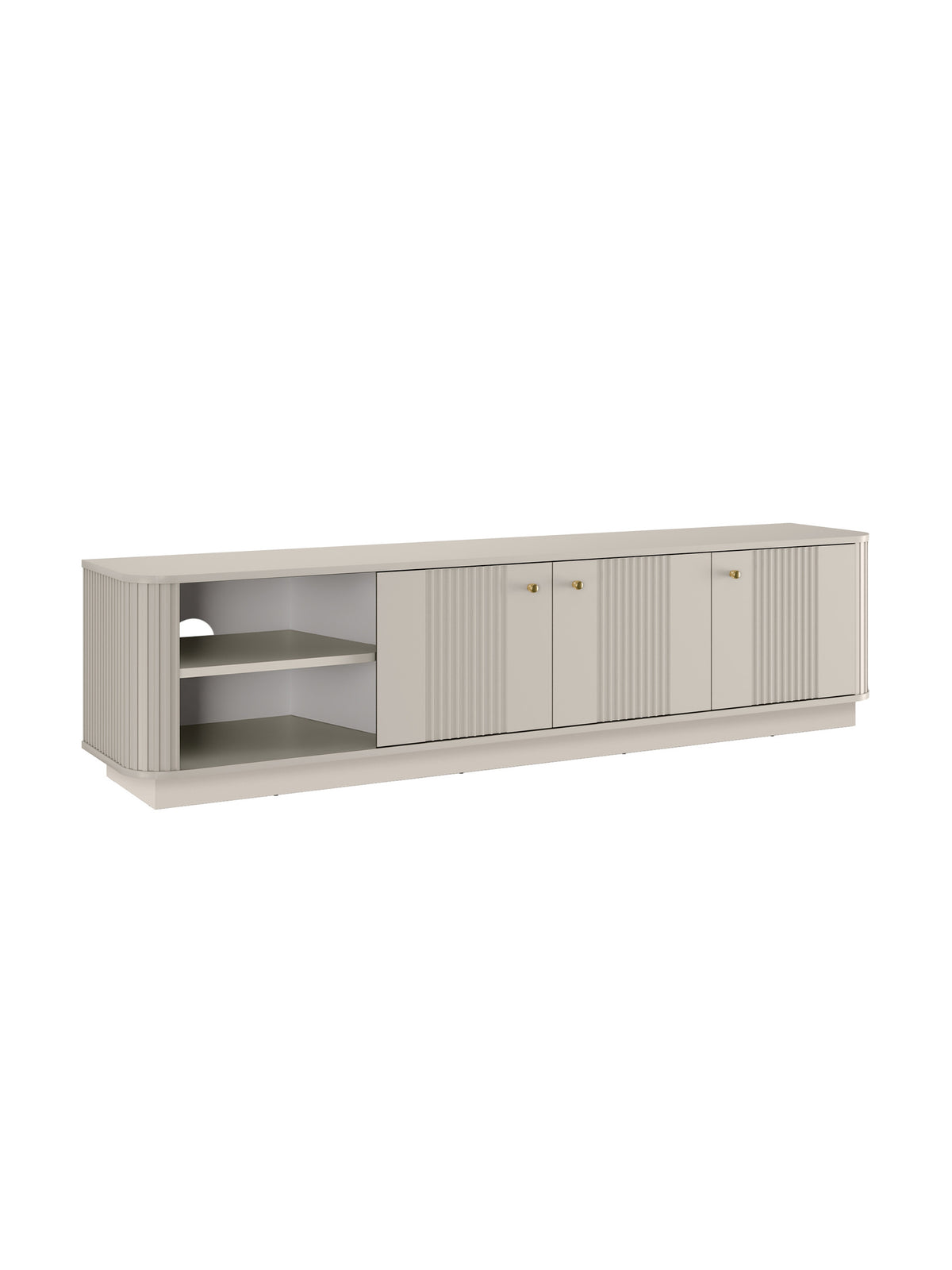 Vesper 3D TV szekrény 187 cm kasmír színű, három ajtóval és arany fogantyúkkal